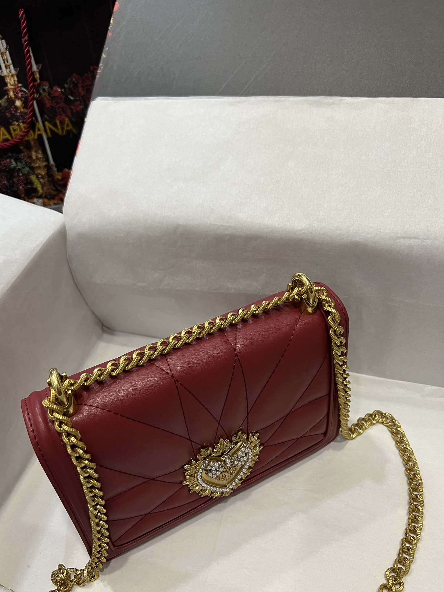 [TOP] Dolce & Gabbana D&G Nappa Leather Devotion Bag 21cm/26cm - Red
