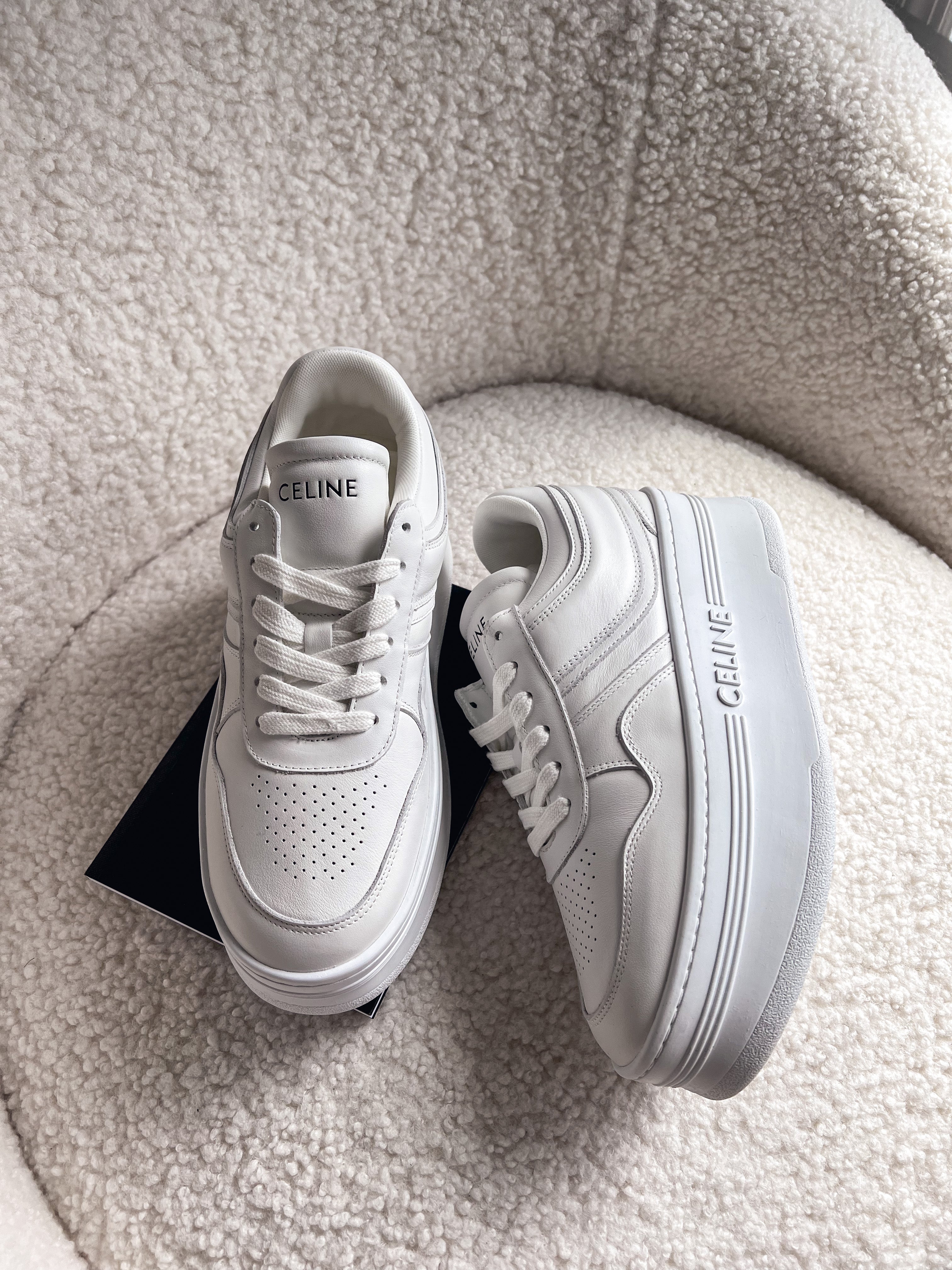 [TOP] CELINE Block Sneakers w Wedge Outsole - White