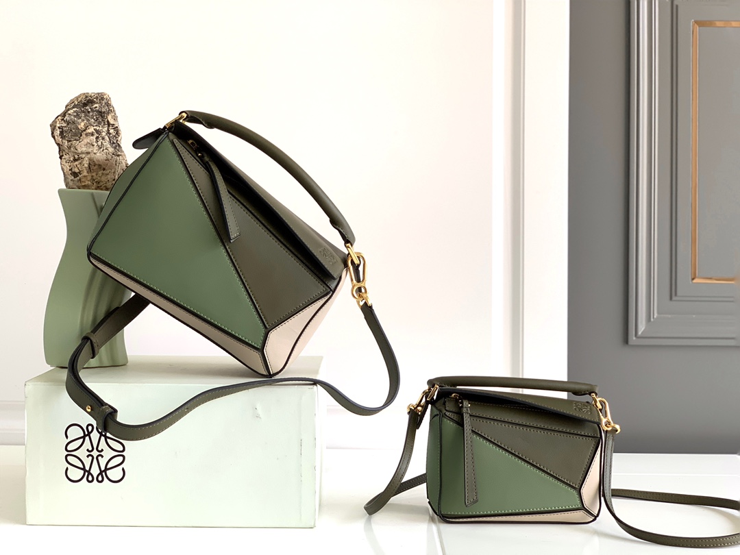[TOP] LOEWE Puzzle Bag 18*12.5*8cm/24*16.5*10.5cm - Green
