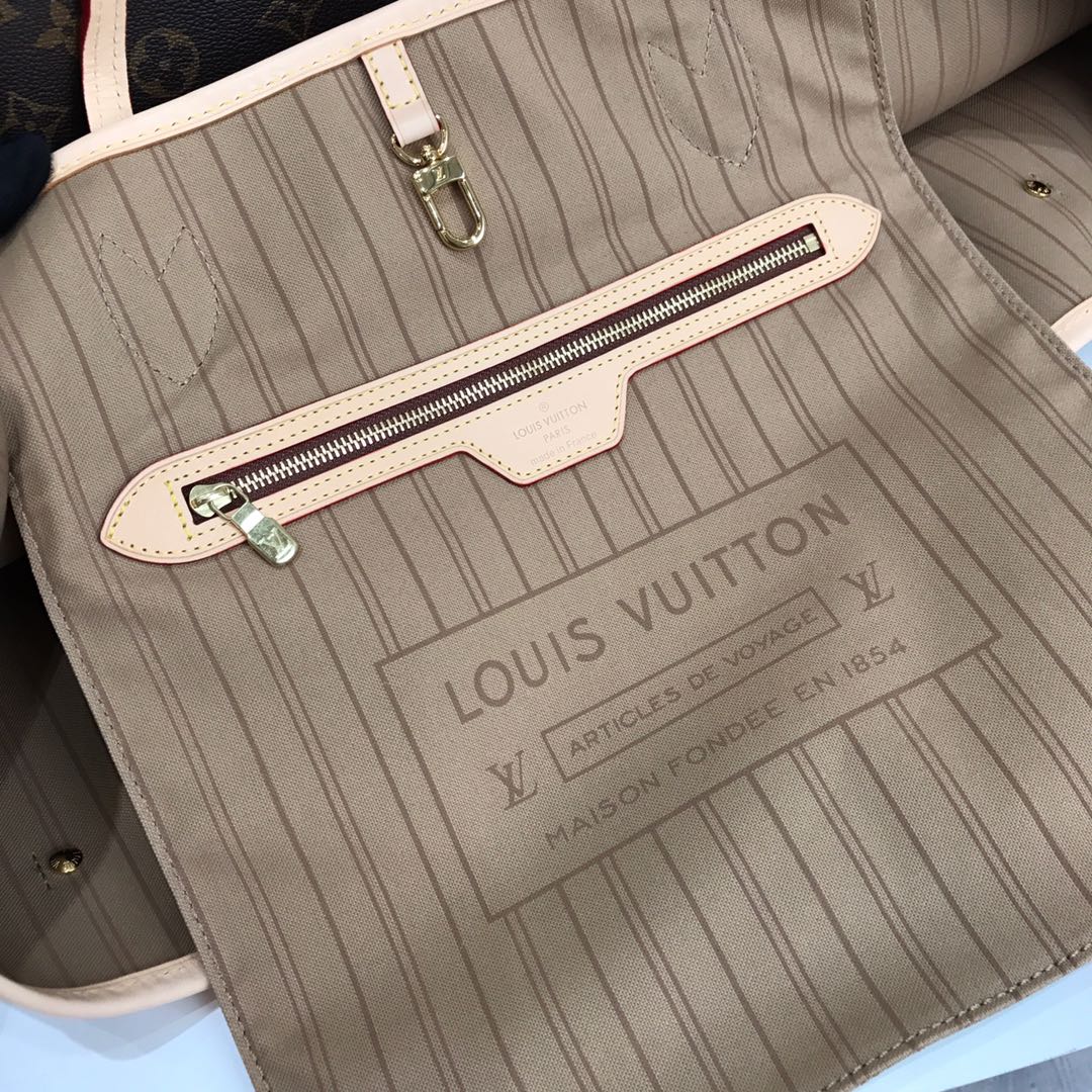 [TOP] Louis Vuitton LV Neverfull GM 39x33x20cm Monogram - Beige