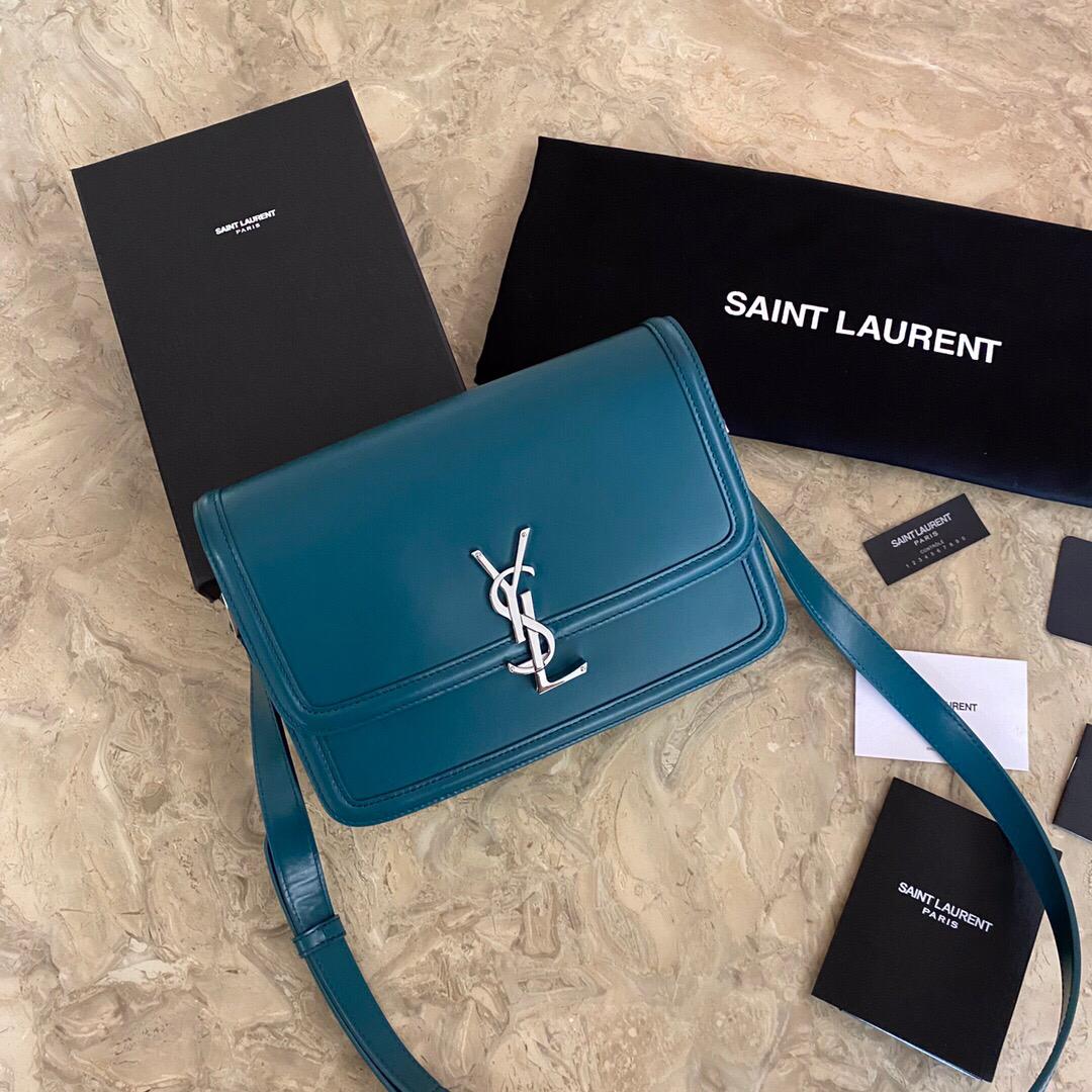 [TOP] Yves Saint Laurent YSL Solferino Medium Shoulder Bag - Blue SHW