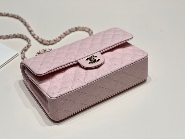 [TOP] CHANEL Classic Flap Bag Caviar Medium 25.5cm – Light Pink & GHW