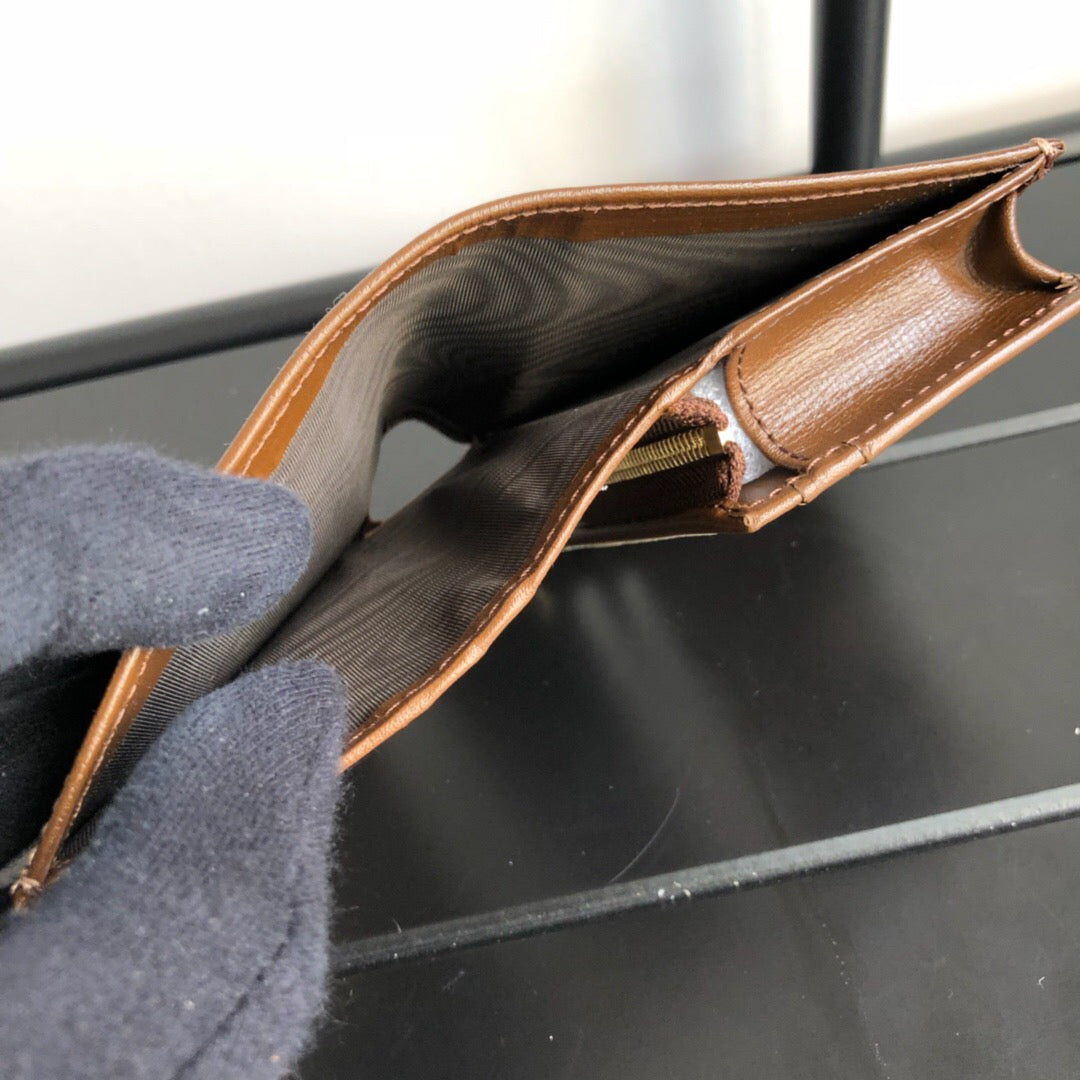 [TOP] GUCCI G*G Horsebit Compact Folding Wallet - Brown