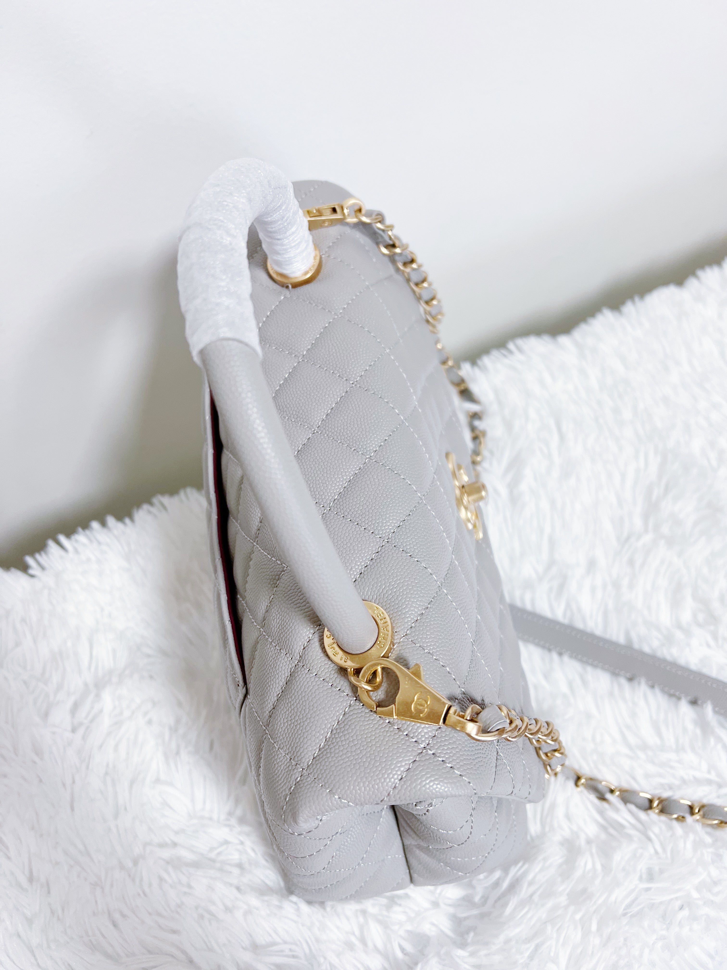 [TOP] Chanel Top Handle Medium Bag 18x29X12CM - Grey & GHW