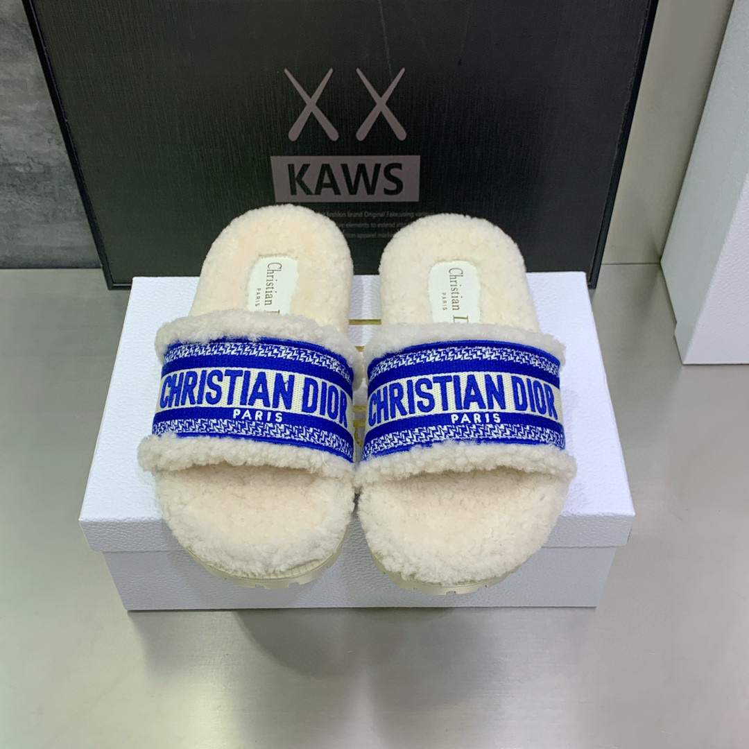 [TOP] Christian Dior D-Way Slide Embroidered Cotton and Shearling - 20 Colours