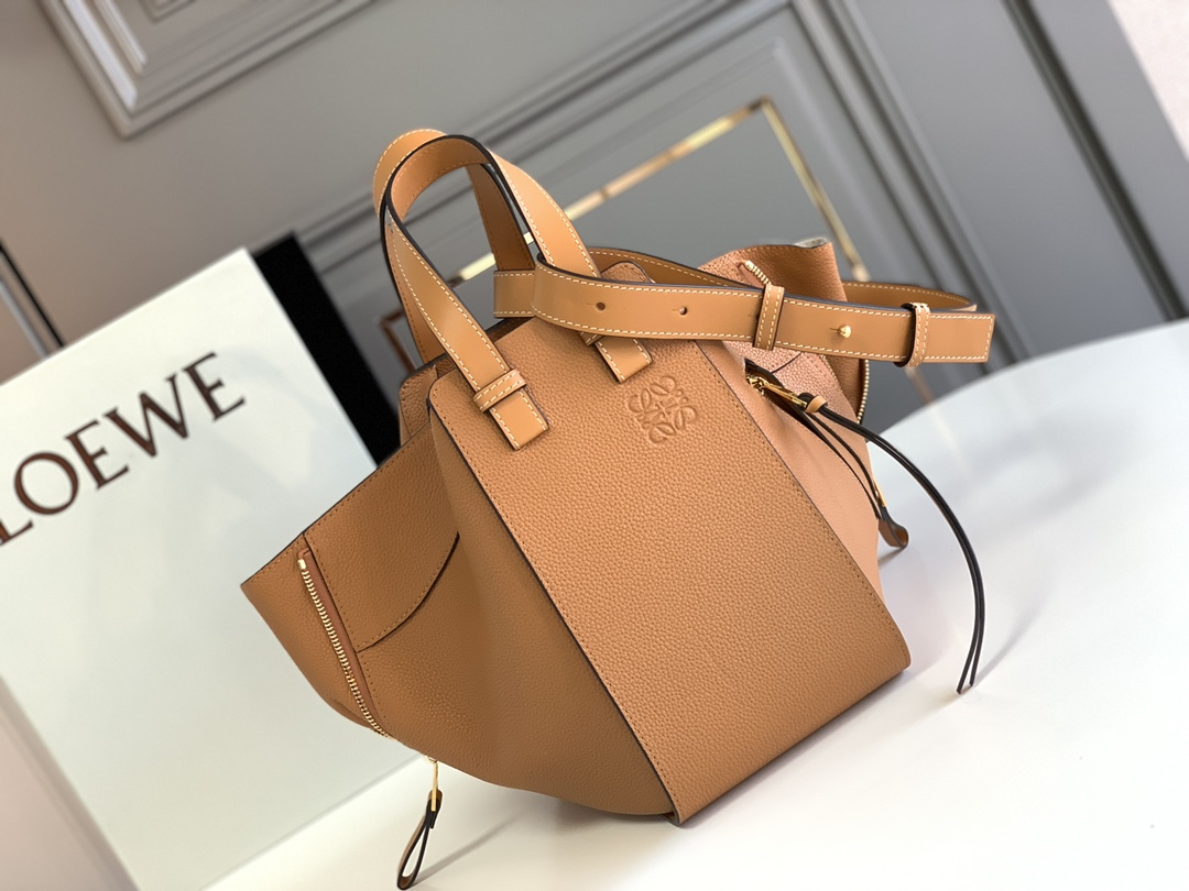 [TOP] LOEWE Calfskin Hammock Bag 20*19*14/29*14*26cm - Brown