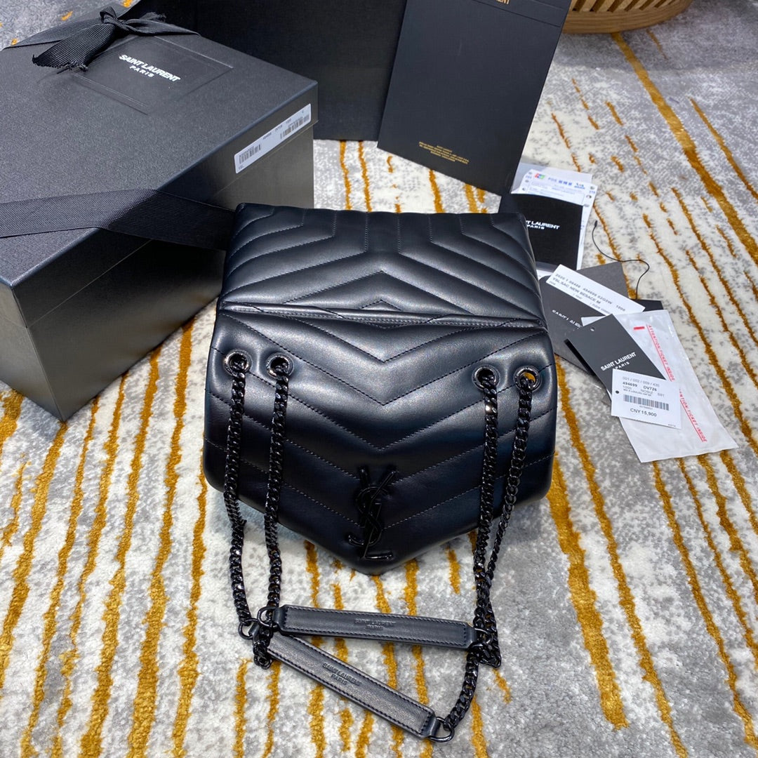 [TOP] Yves Saint Laurent YSL LouLou Small Bag 20cm - Black on Black