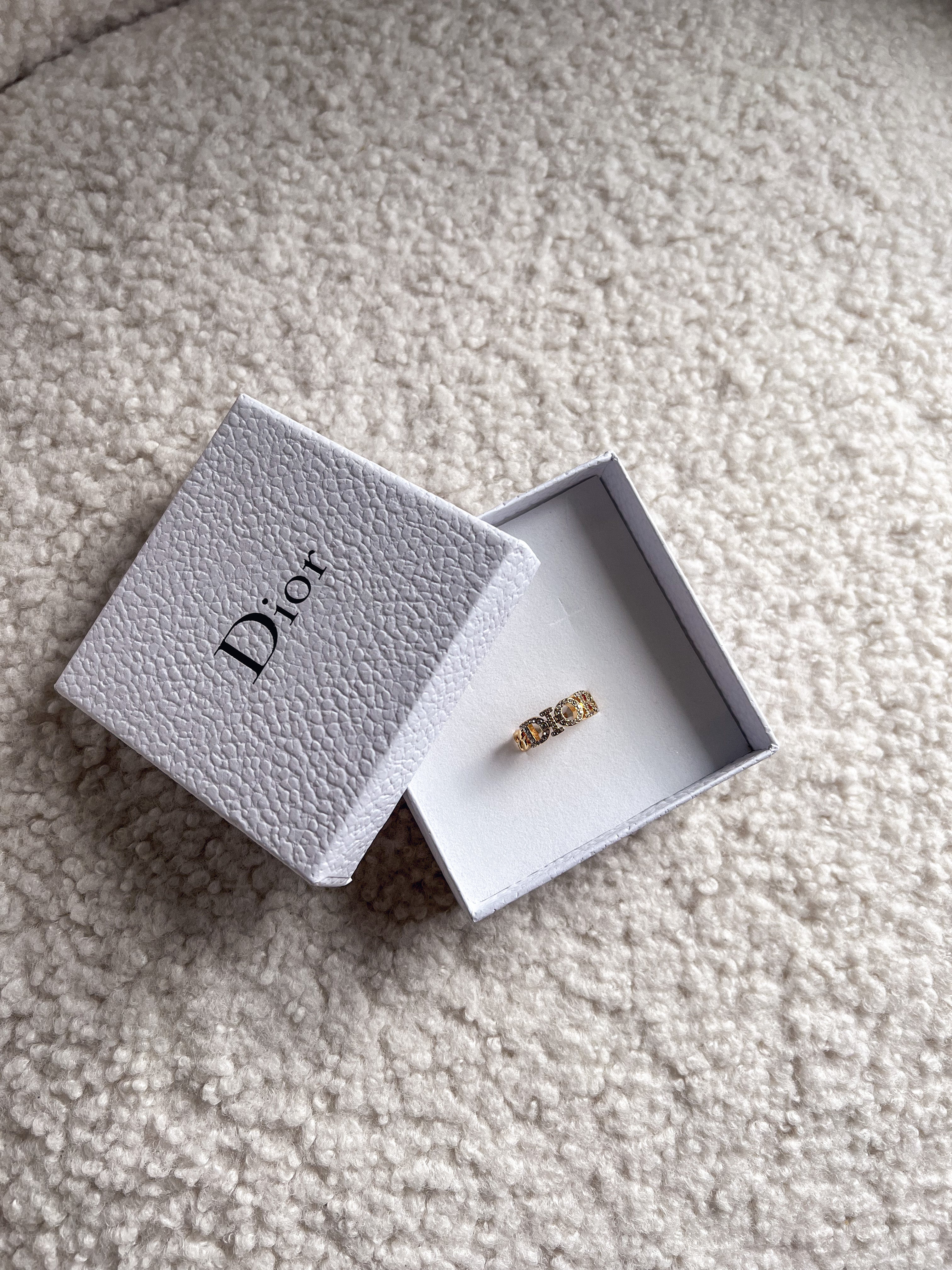 [TOP] Christian Dior Evolution Ring Gold-Finish and White Stones