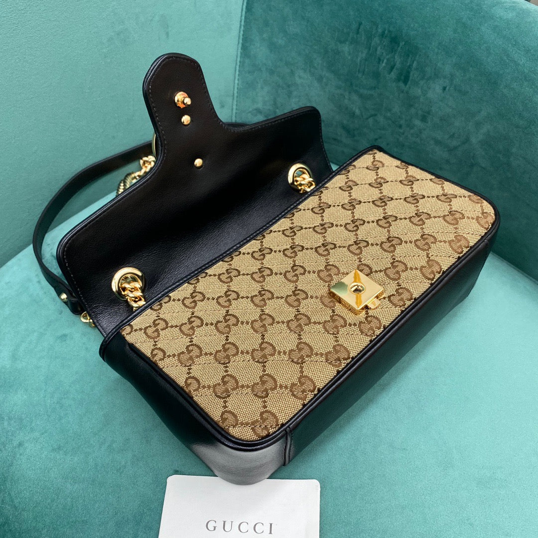 [TOP] GUCCI GG Marmont Bag Matelasse Canvas Small 26cm - Black