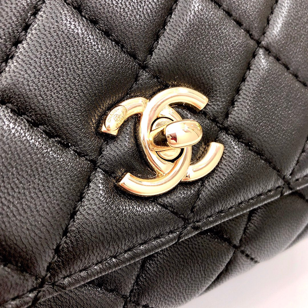 [TOP] CHANEL Coco Handle Bag Rainbow Top Small 19cm - Black & GHW