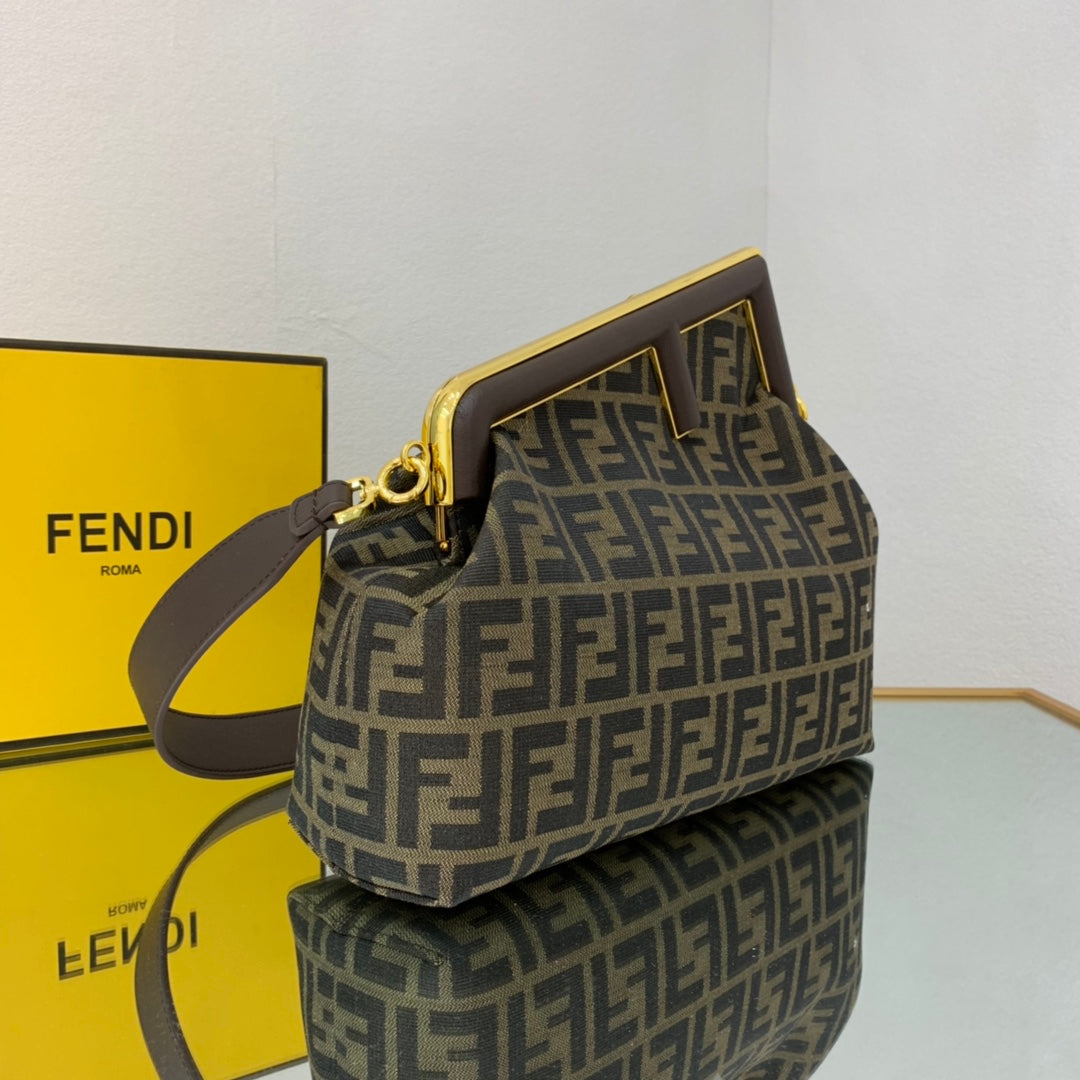 [TOP] FENDI FENDI First Canvas Medium Shoulder Bag
