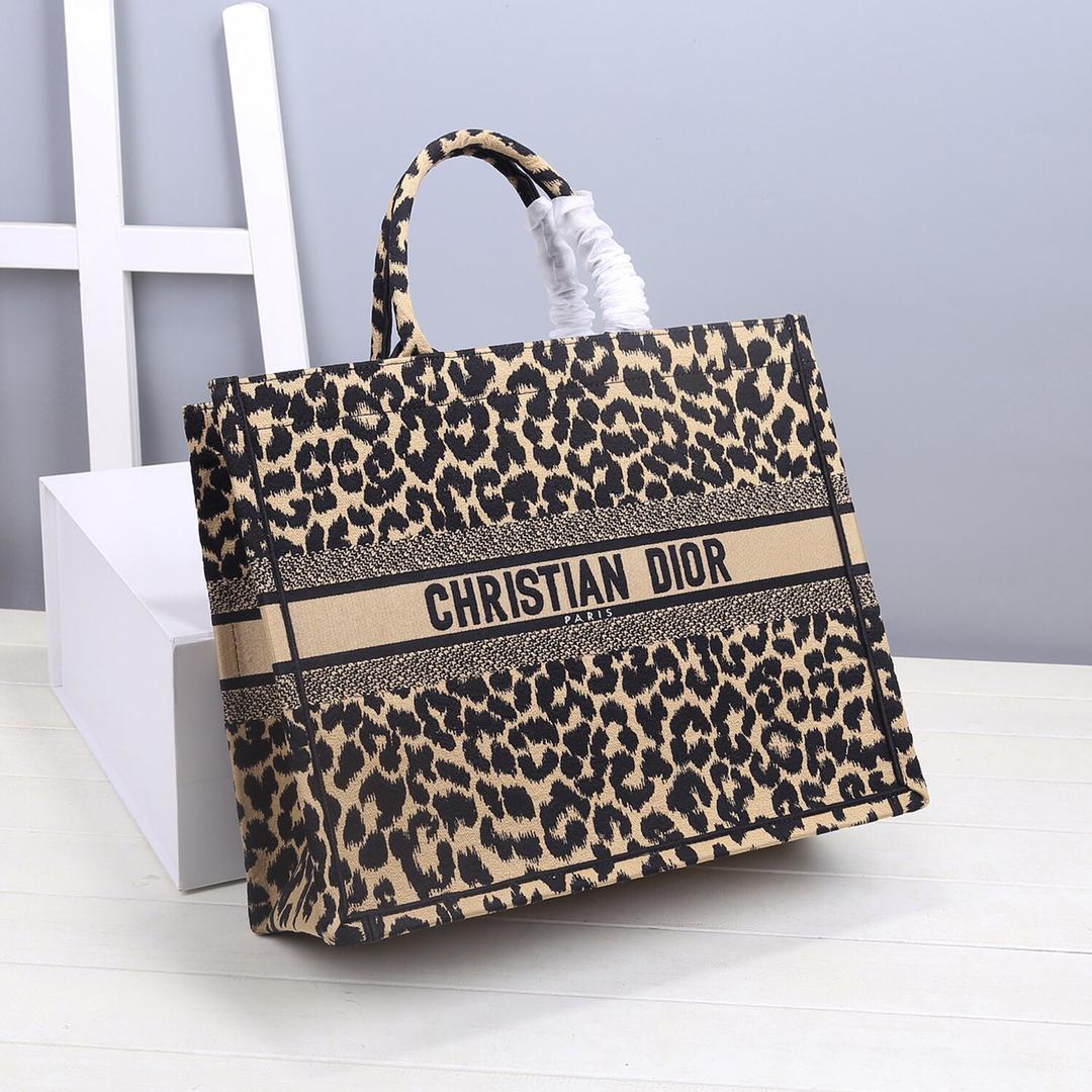[TOP] Christian Dior Book Tote Bag Large 41.5cm - Leopard