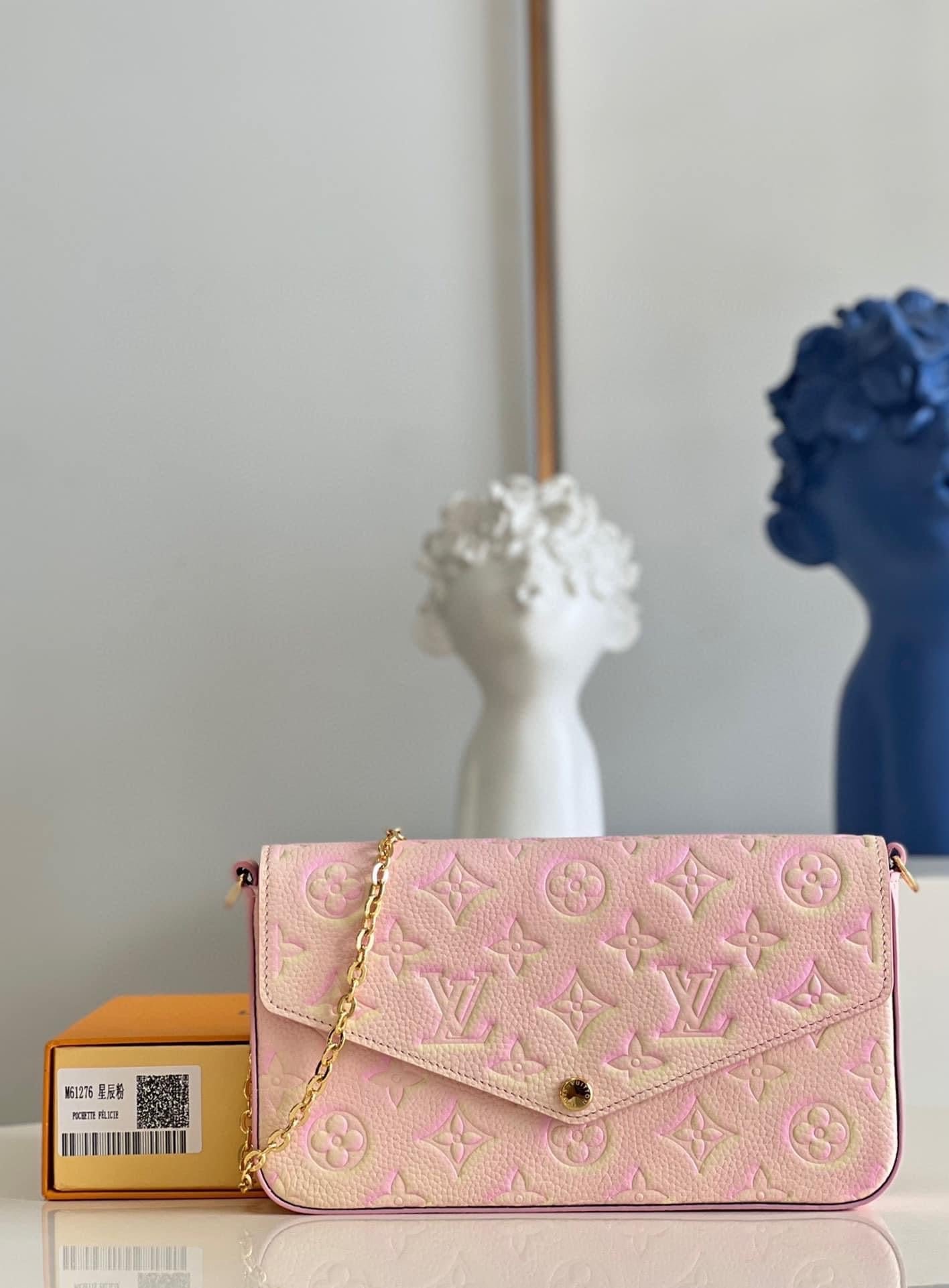 [TOP] Louis Vuitton LV Felicie Empreinte Stardust 21X12X3cm - Pink