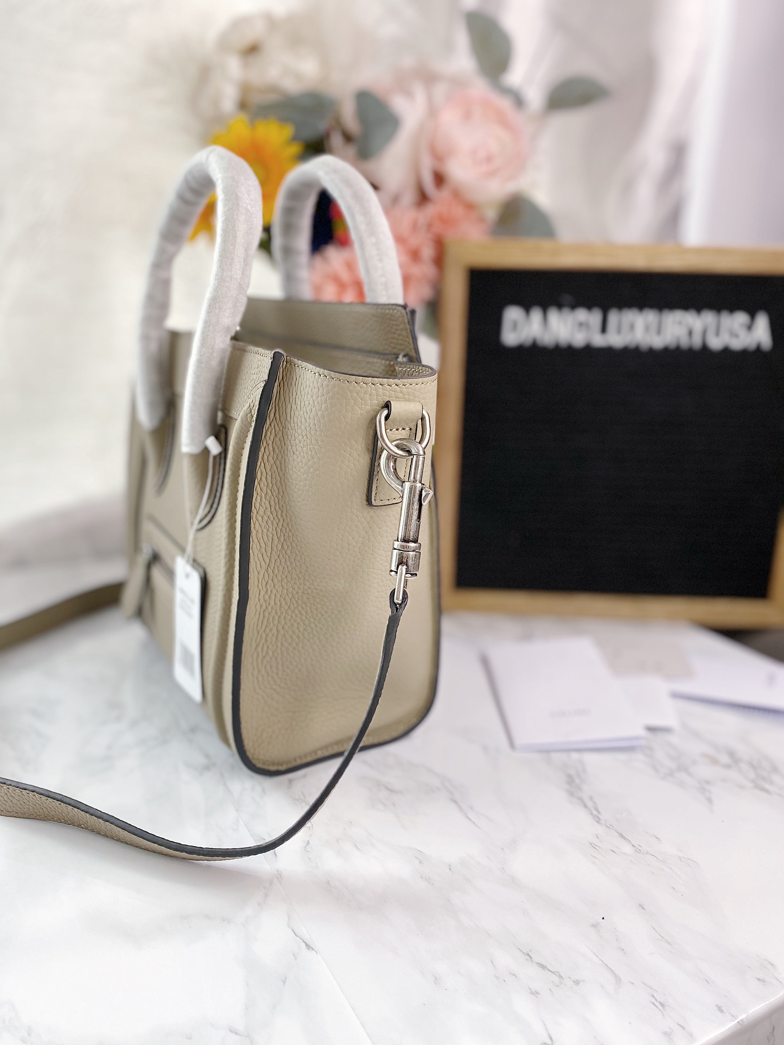 [TOP] CELINE Nano Luggage Bag In Grainy Calfskin 20x20x10cm - Tan