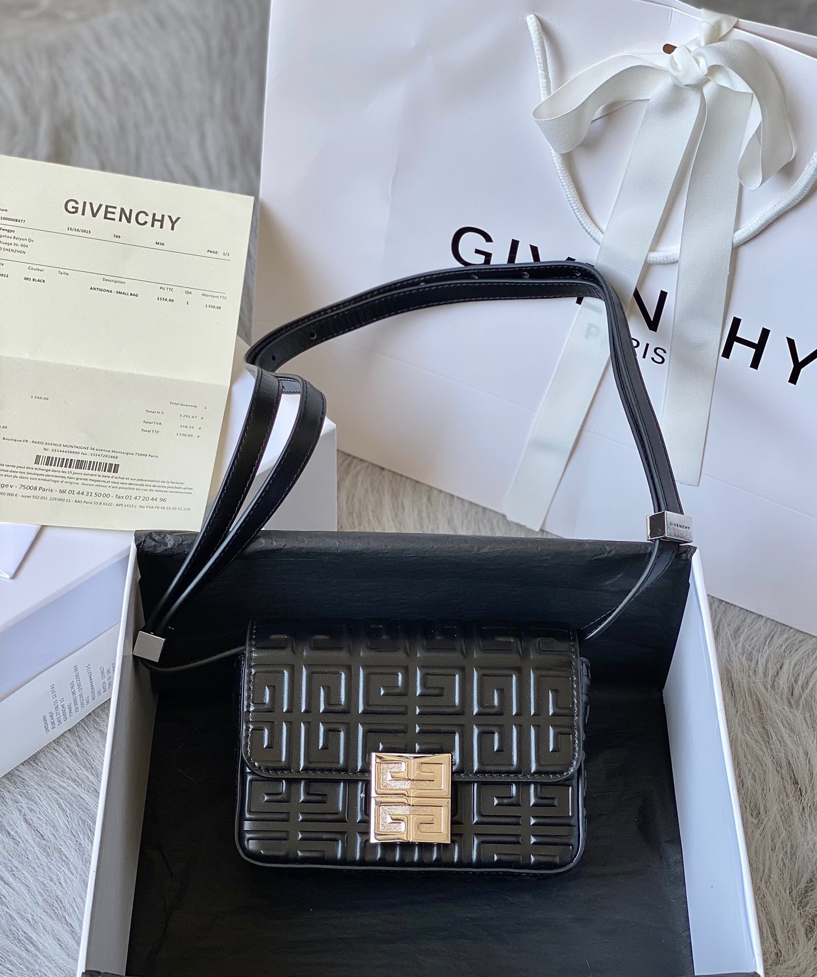 [Top] GIVENCHY 4G Patent Leather Shoulder Bag 16*12*6/21*15*6 - Black