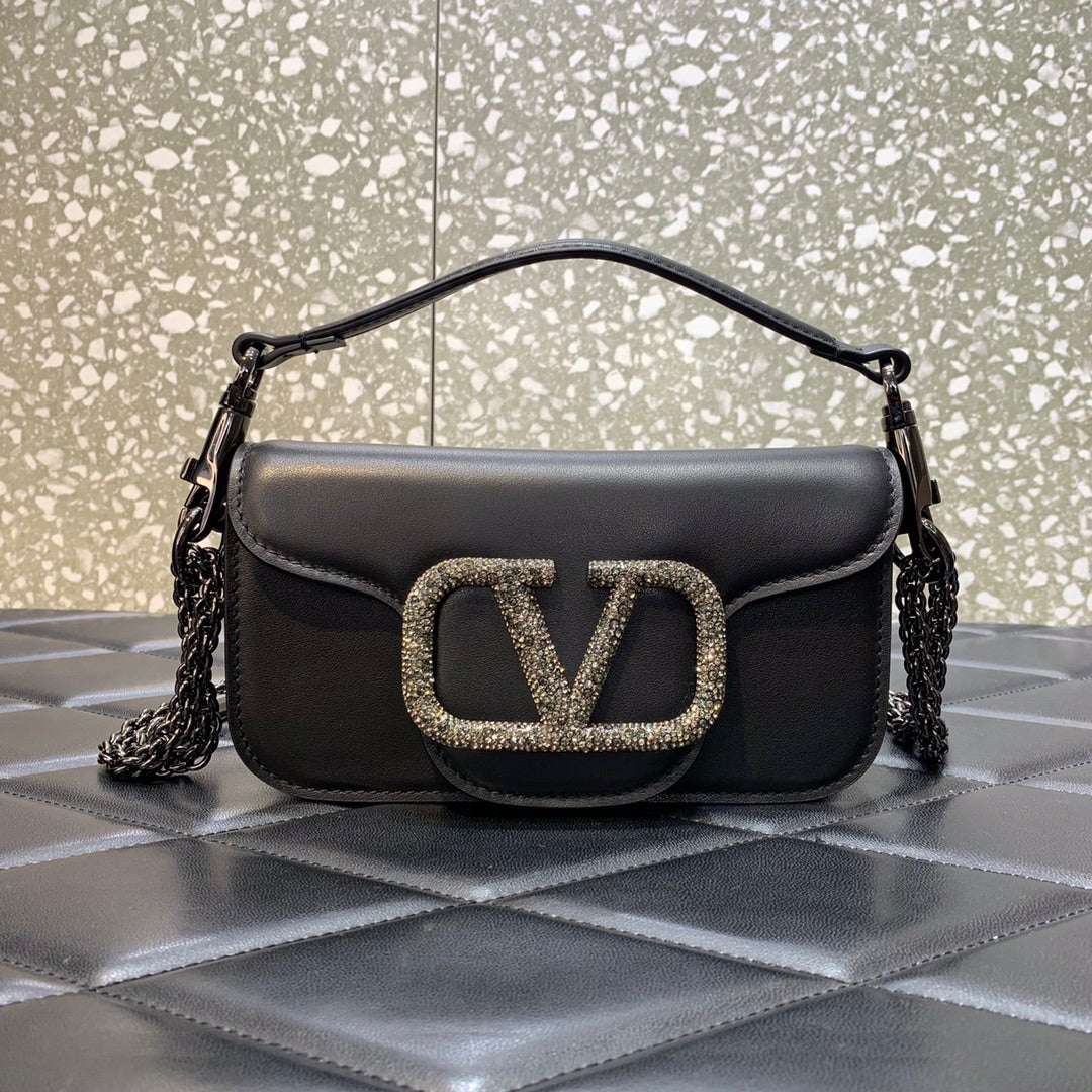 [TOP] VALENTINO  Loco Small Shoulder Bag w Jewel Logo - Black