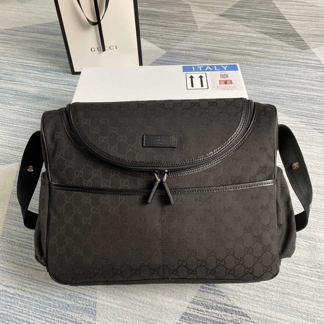 [TOP] GUCCI G*G Canvas Diaper Bag - Black