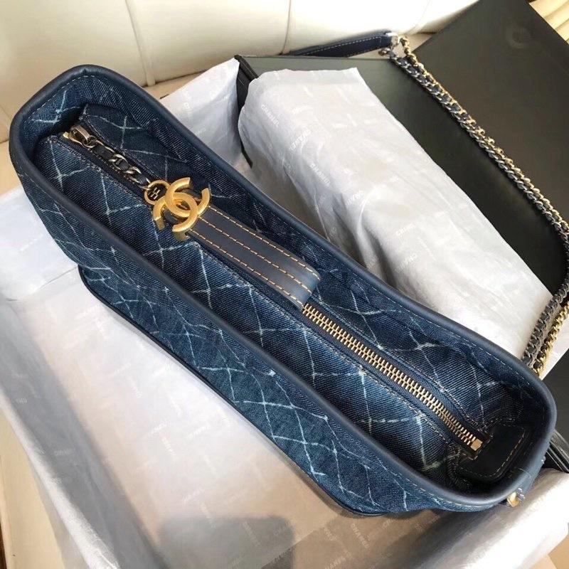 [TOP] CHANEL Gabrielle Bag Hobo Printed Denim and Leather Small 20cm - Navy Blue