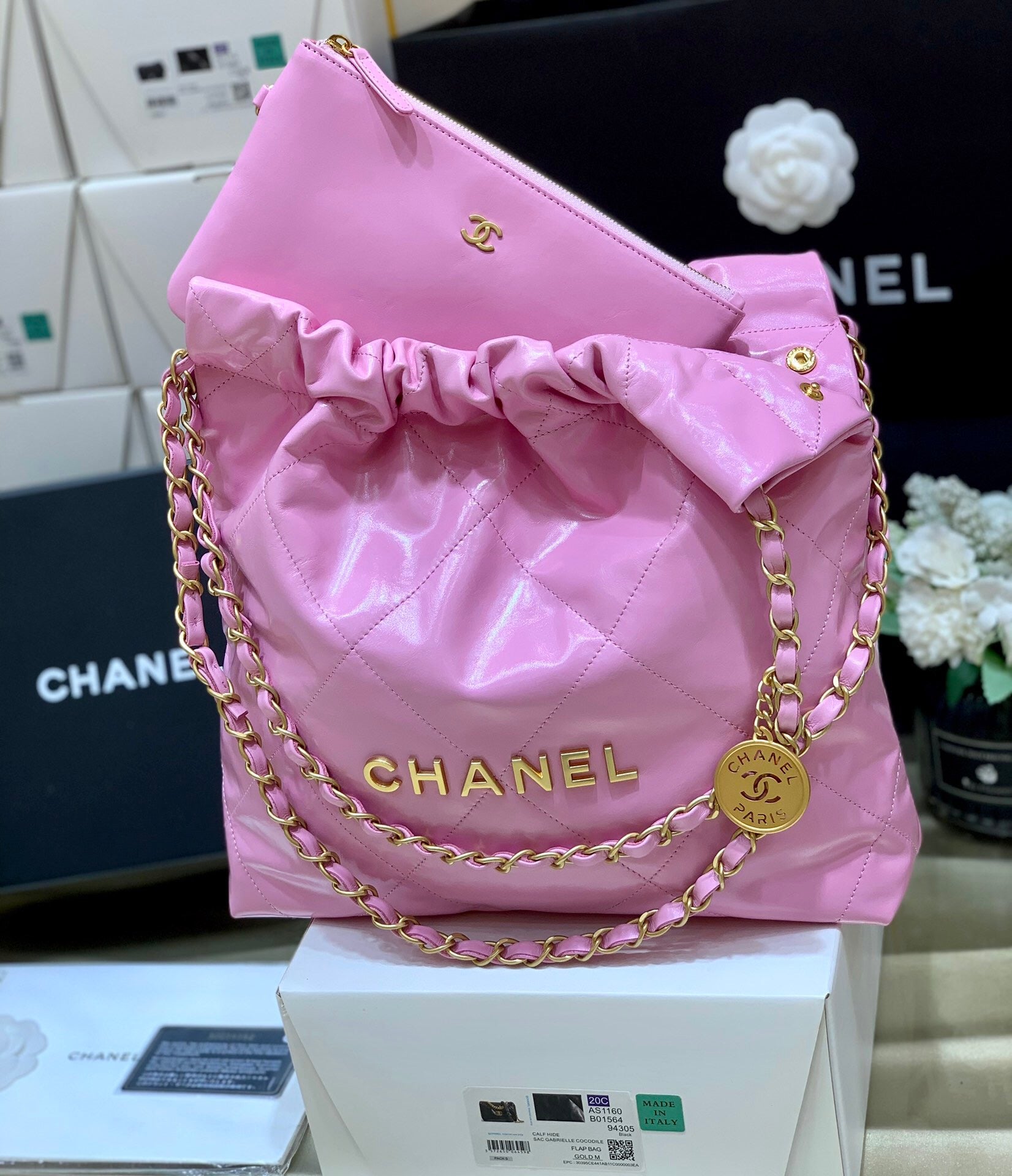 [TOP] CHANEL 22 Bag Small 35cm - Pink & GHW