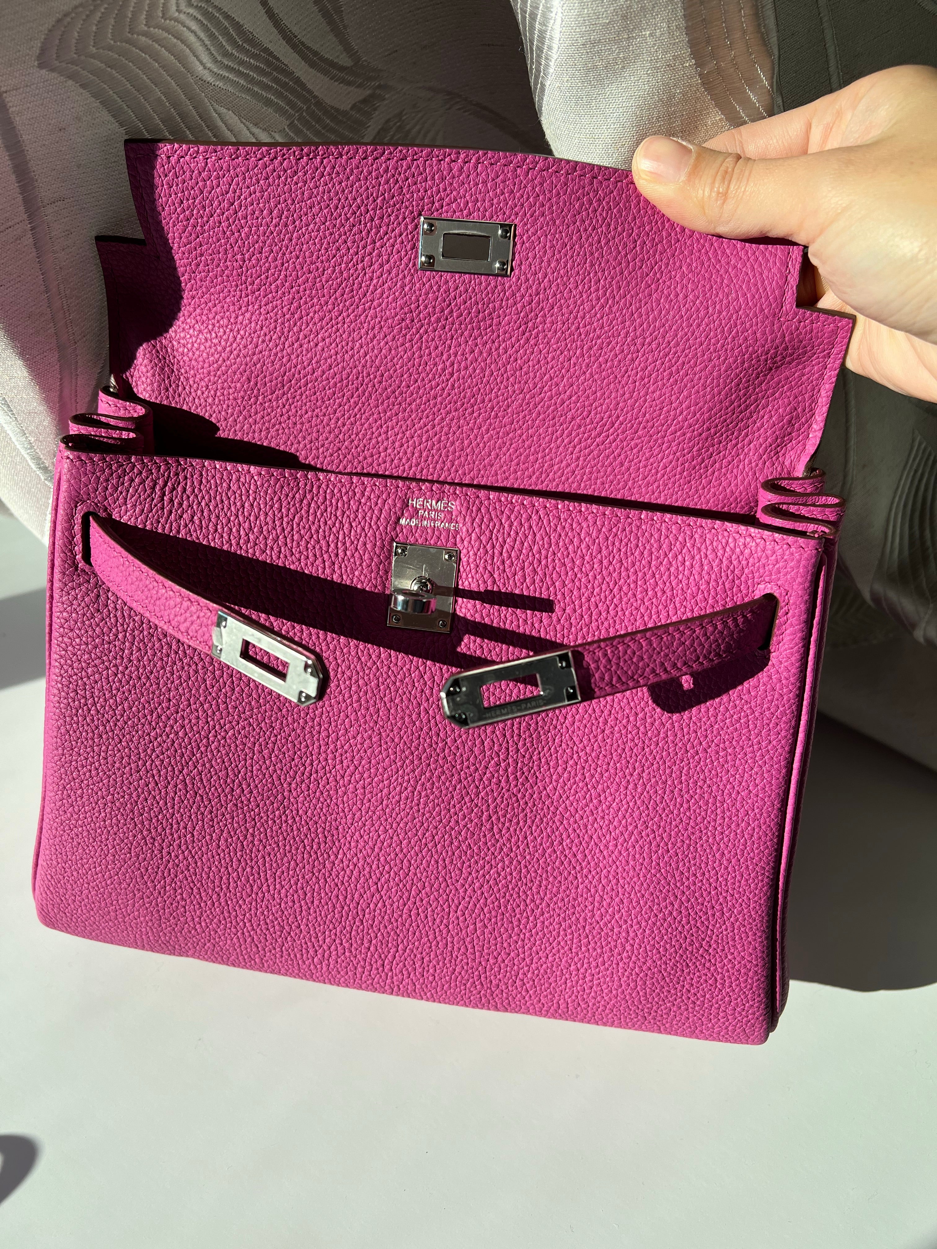 [TOP] HERMES Kelly Togo Leather 25cm - Rose Pourpre