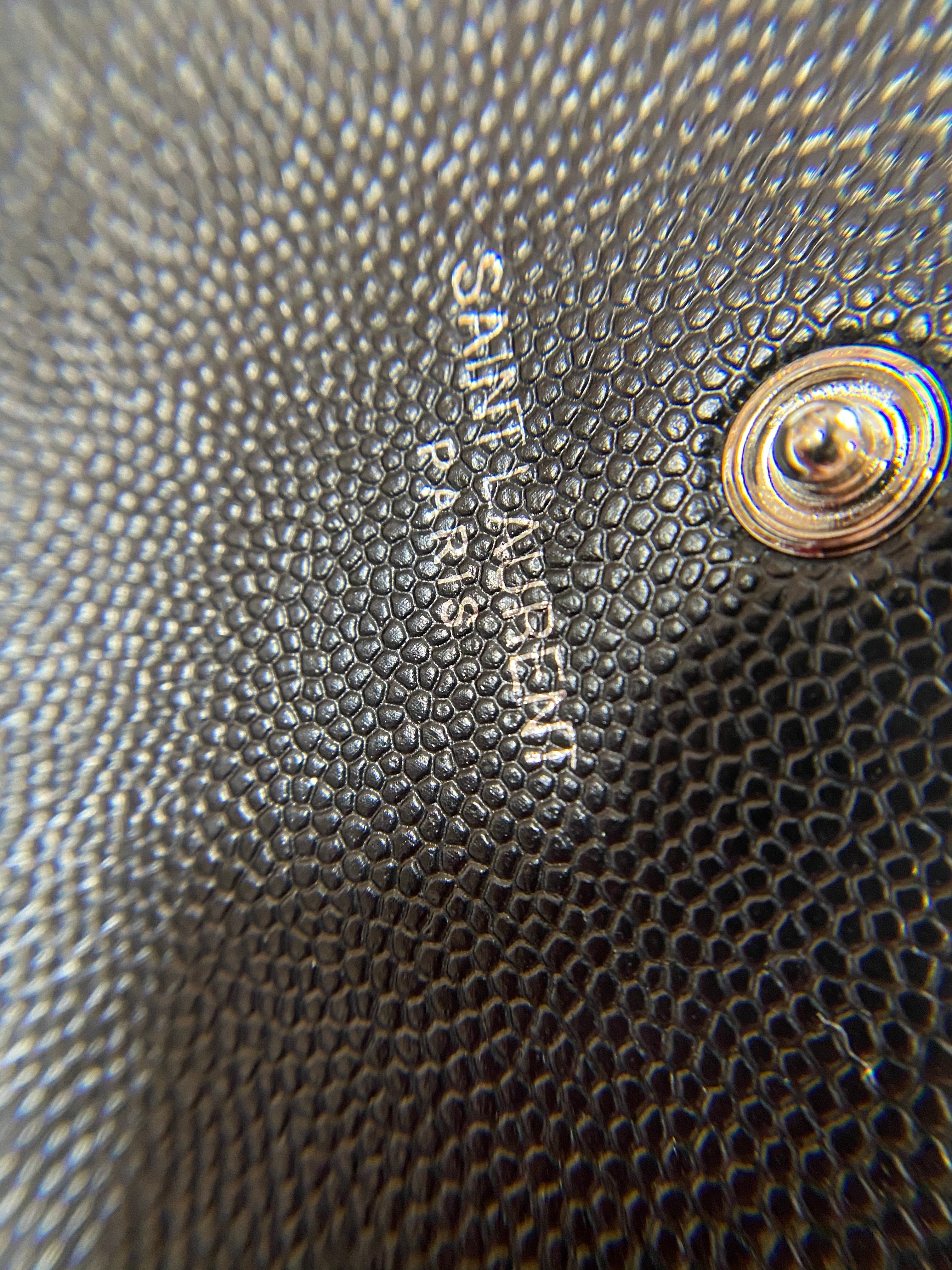 [TOP] Yves Saint Laurent YSL Black YSL Chevron Quilted Grained Leather Metalsse Wallet - ALL BLACK