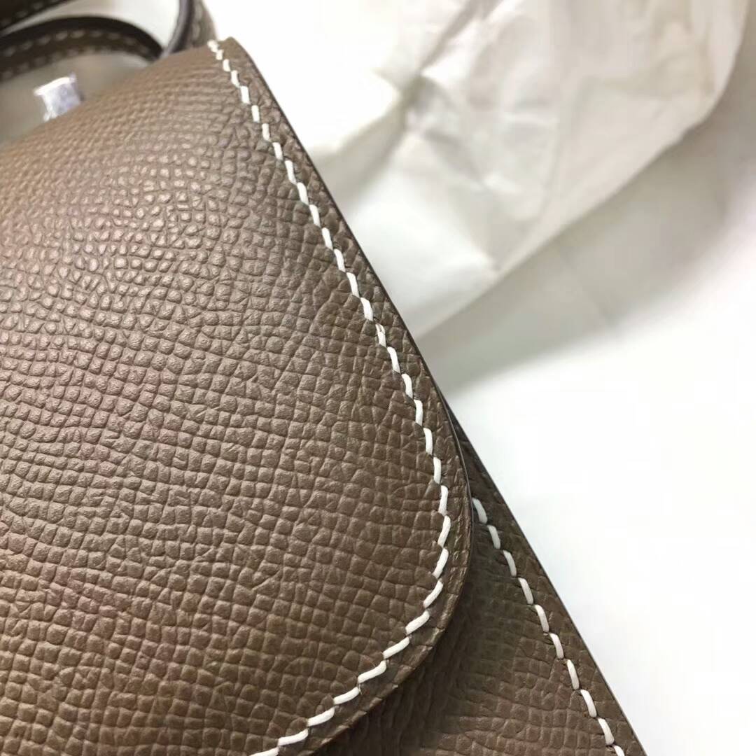 [TOP] HERMES Constance Epsom Leather 18CM - Etoupe & SHW