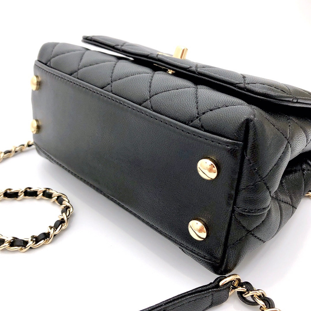 [TOP] CHANEL Coco Handle Bag Rainbow Top Small 19cm - Black & GHW