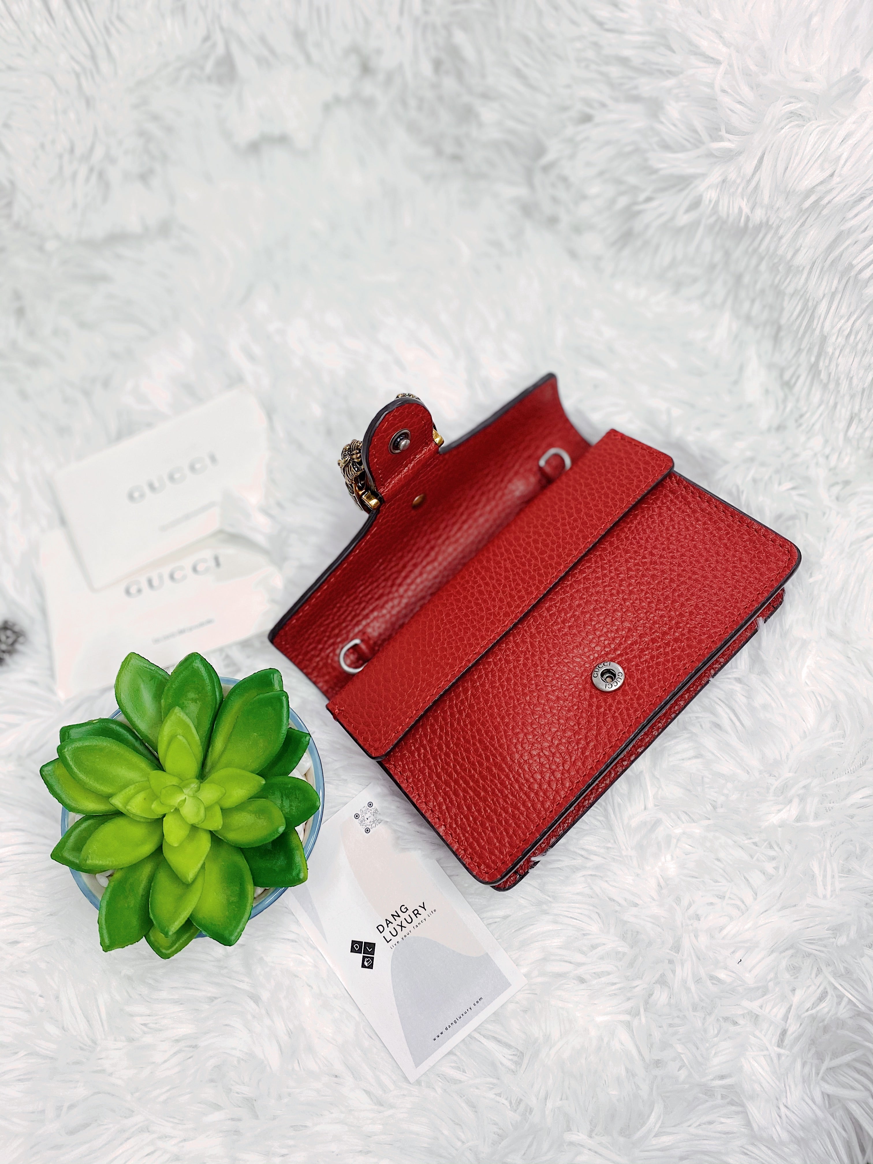 [TOP] GUCCI Dionysus Bag Leather Super Mini 16.5cm - RED