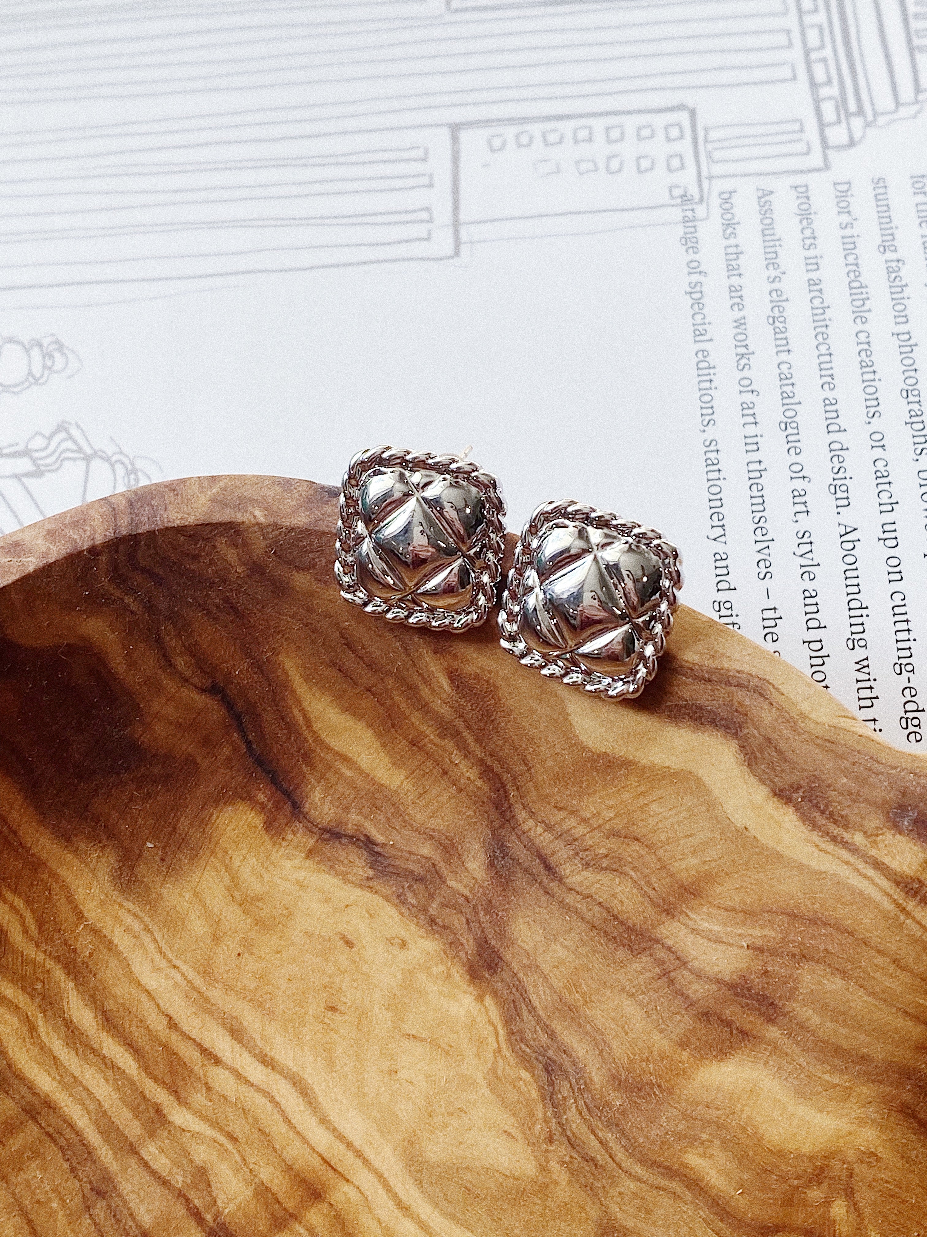 [TOP] CHANEL Stud Square Earrings