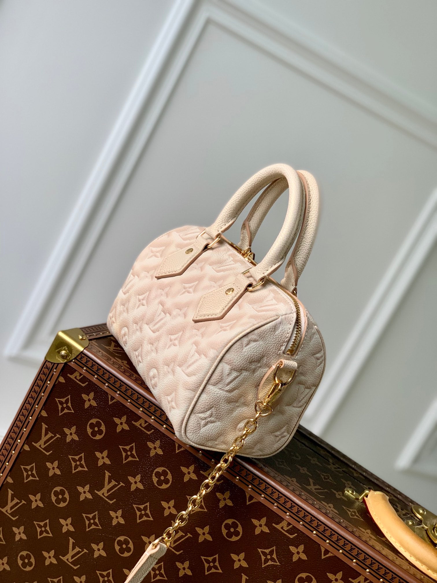 [TOP] Louis Vuitton LV  Speedy 20 Empreinte Stardust 20x13.5x12cm - Beige Clair