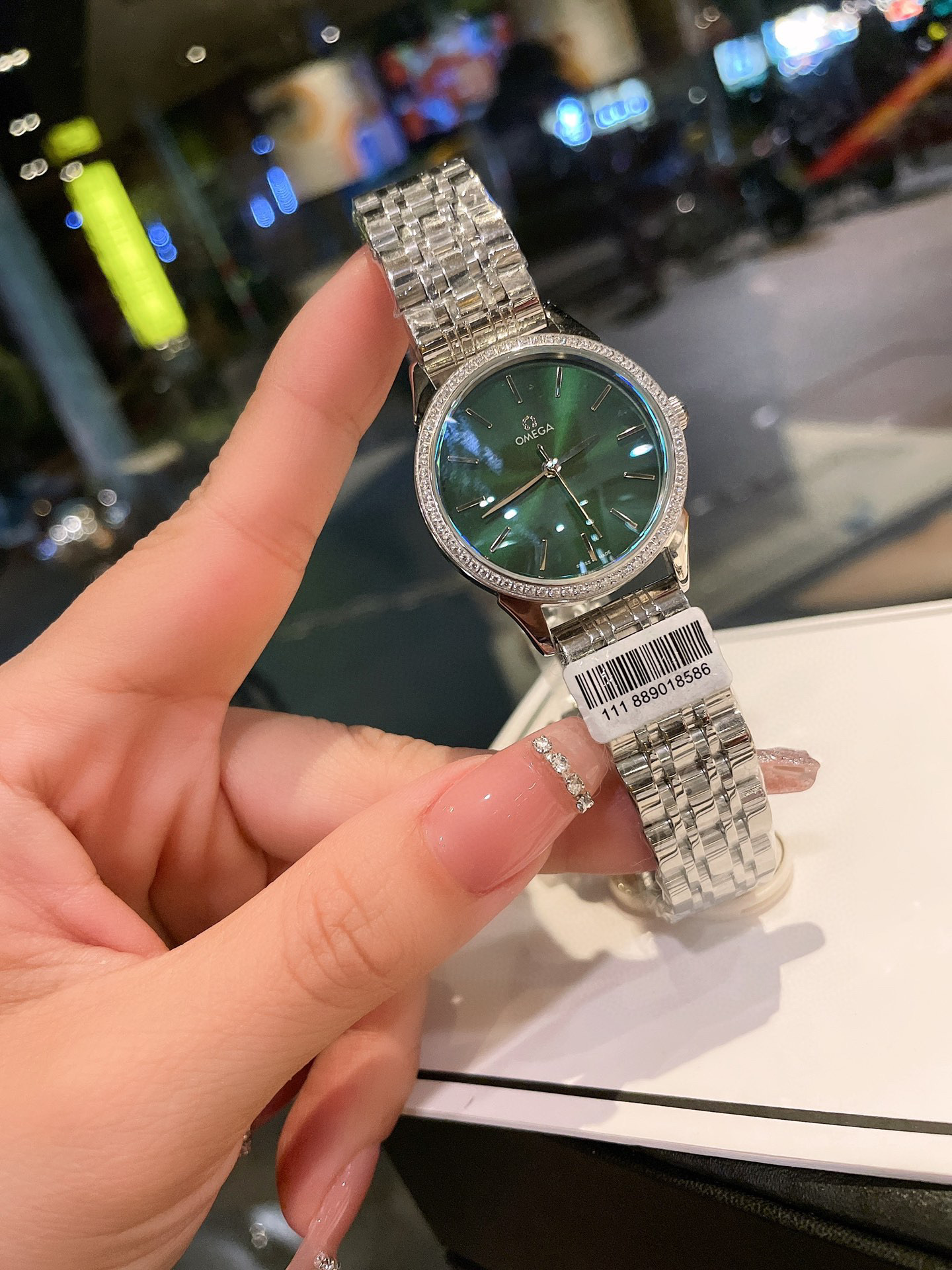 [TOP] OMEGA Green Dial Lady Watch 34mm - Gold/White Gold