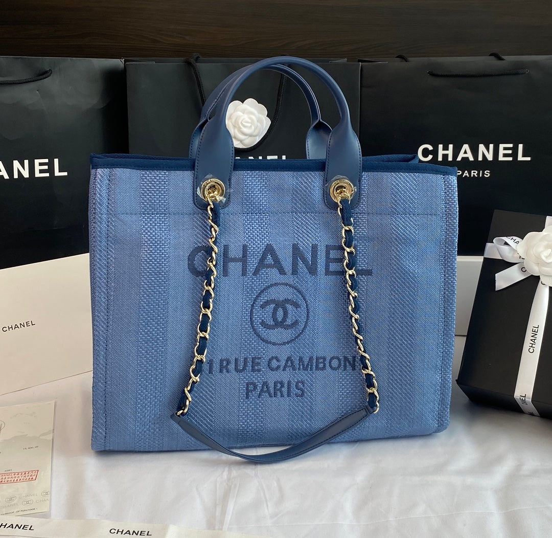 [TOP] CHANEL Deauville Tote - Blue