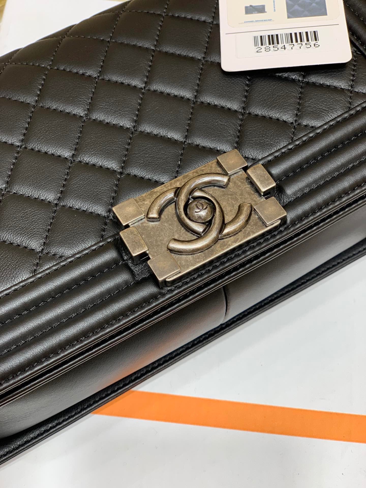 [TOP] CHANEL Le Boy Bag Smooth Leather  Medium 25cm  - Black & Ruthenium Hardware