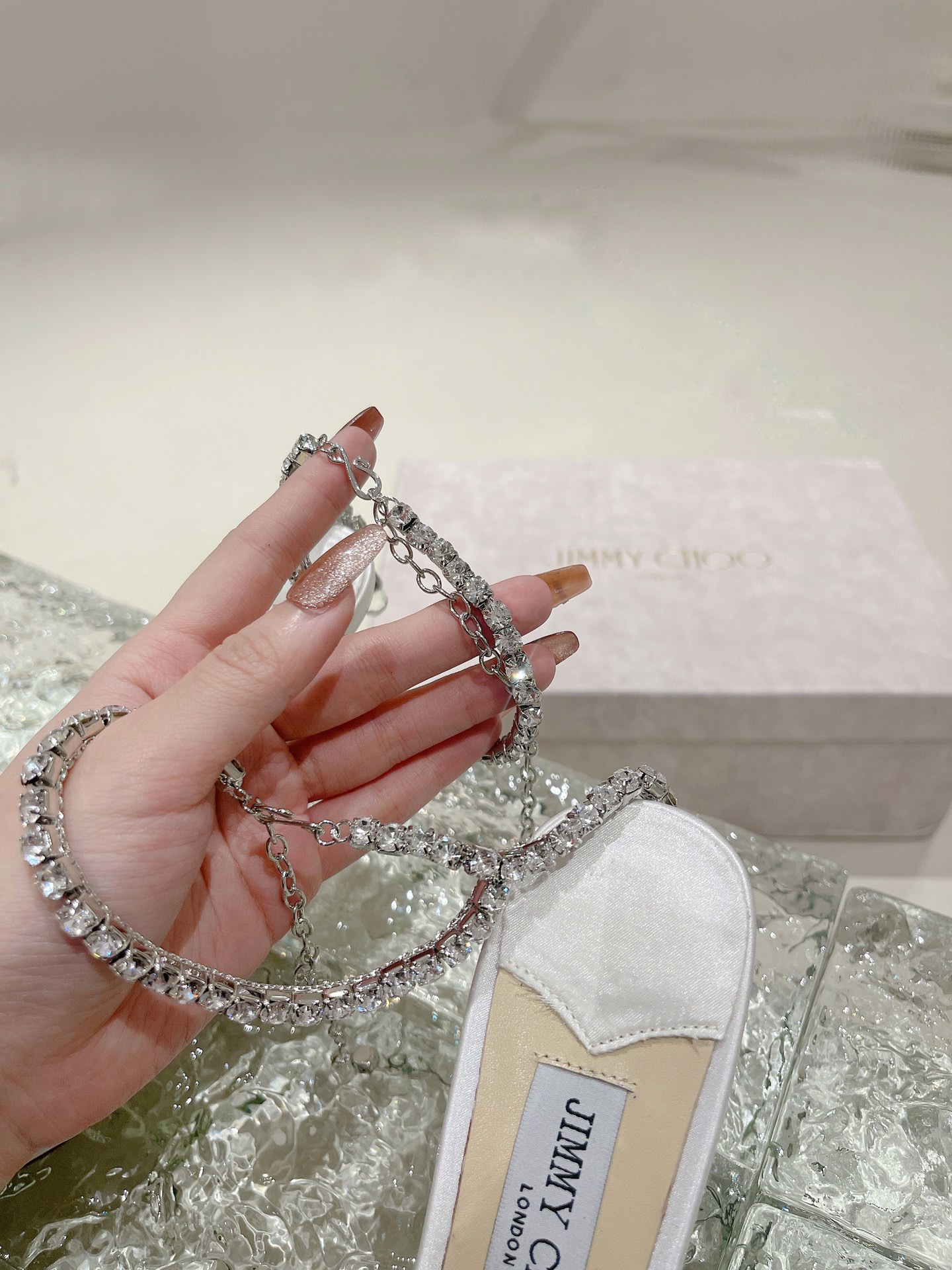 [TOP] Jimmy Choo Saeda Heel 8.5cm Crystal Lambskin - 4 Colours