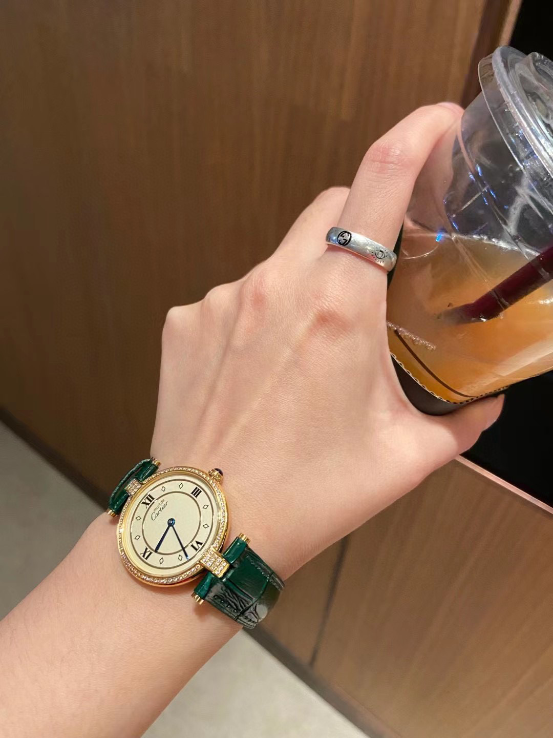 [TOP] Cartier Retro Leather Watch 30mm - Green