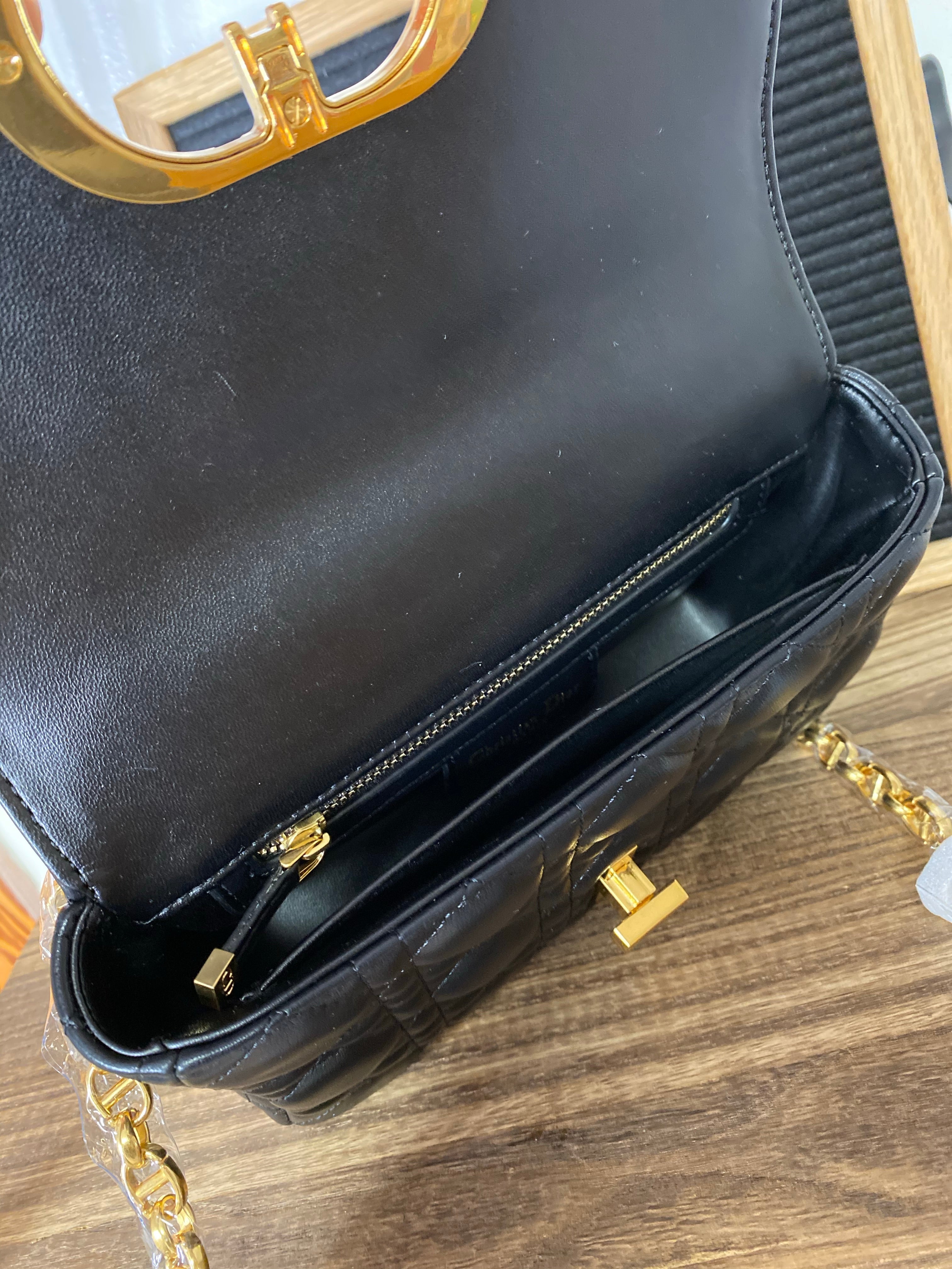 [TOP] Christian Dior Caro Bag Small - Black and Gold