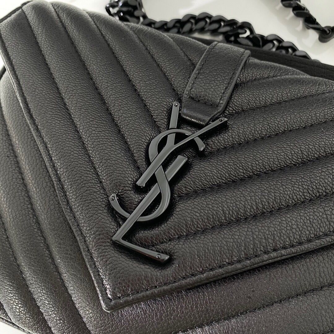 [TOP] Yves Saint Laurent YSL Small College Bag 24×17×6cm - Black on Black