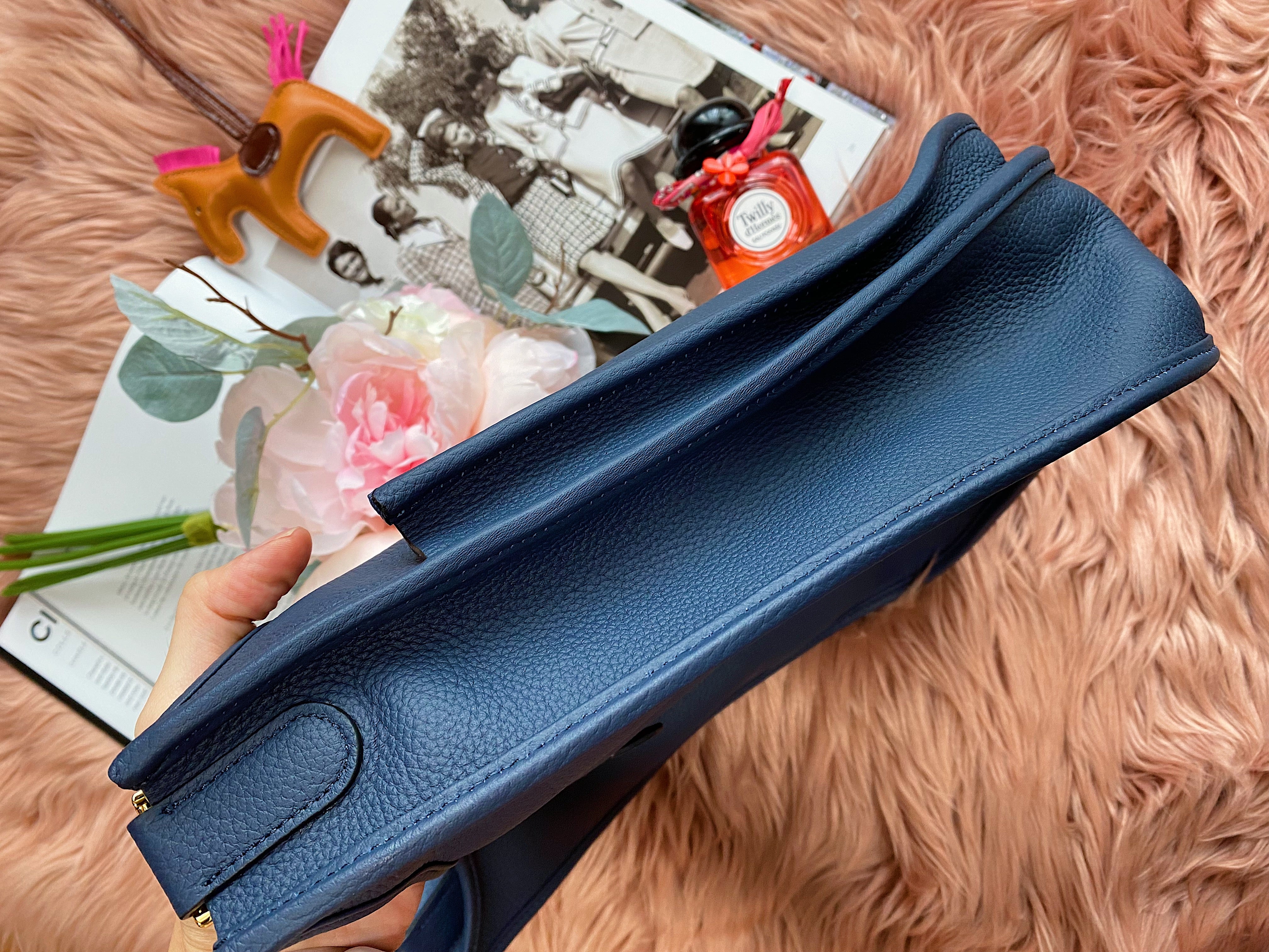 [TOP] HERMES Evelyn 28 - Blue with GHW