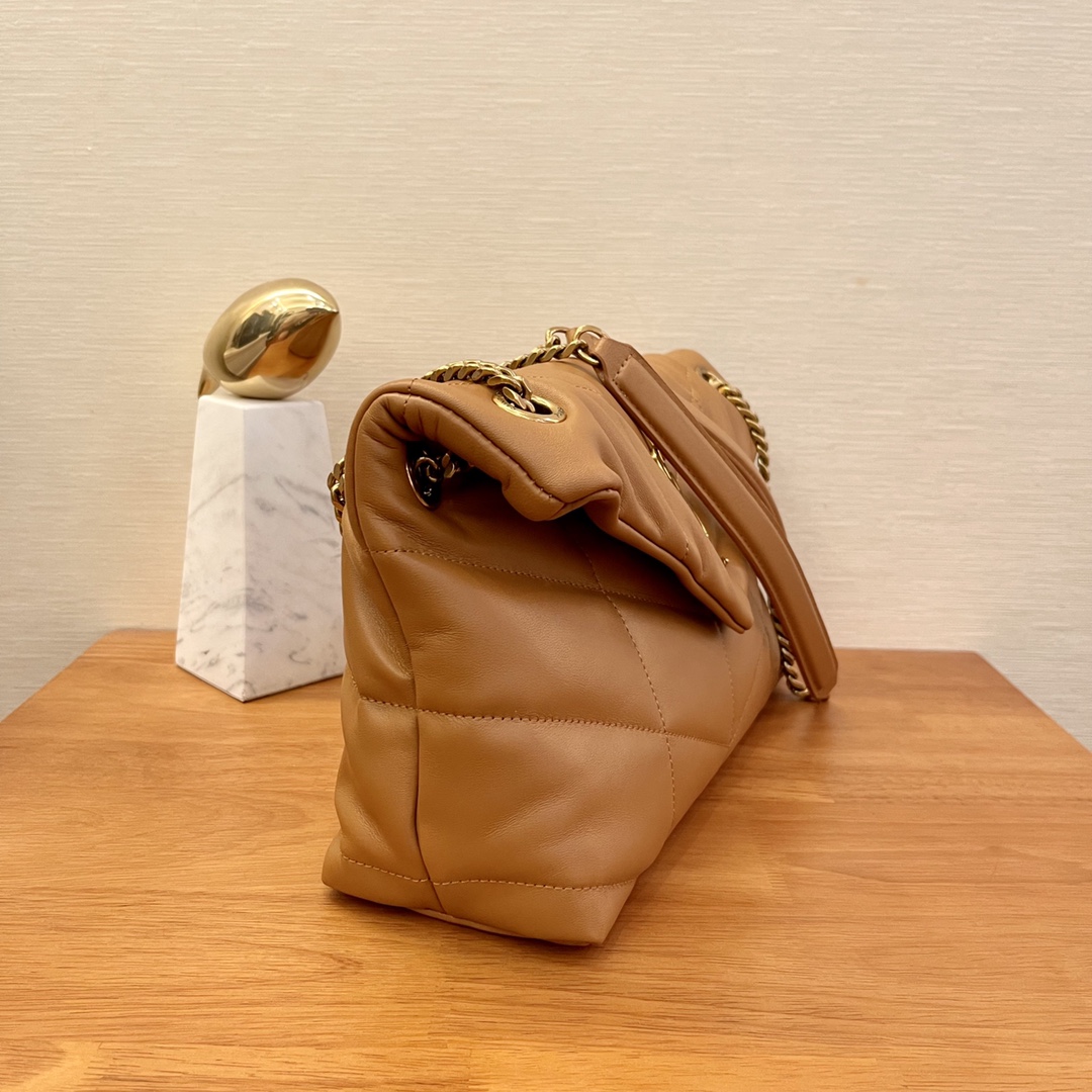 [TOP] Yves Saint Laurent YSL Loulou Puffer Shoulder Bag - Brown