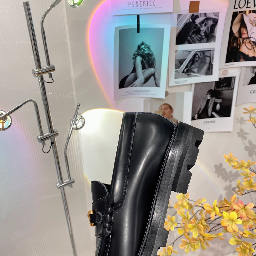 [TOP] CELINE Cowhide Leather Shoes - Black - Cline