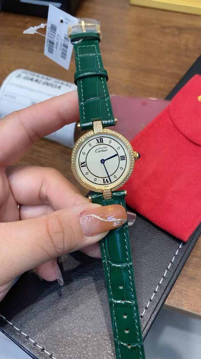 [TOP] Cartier Retro Leather Watch 30mm - Green