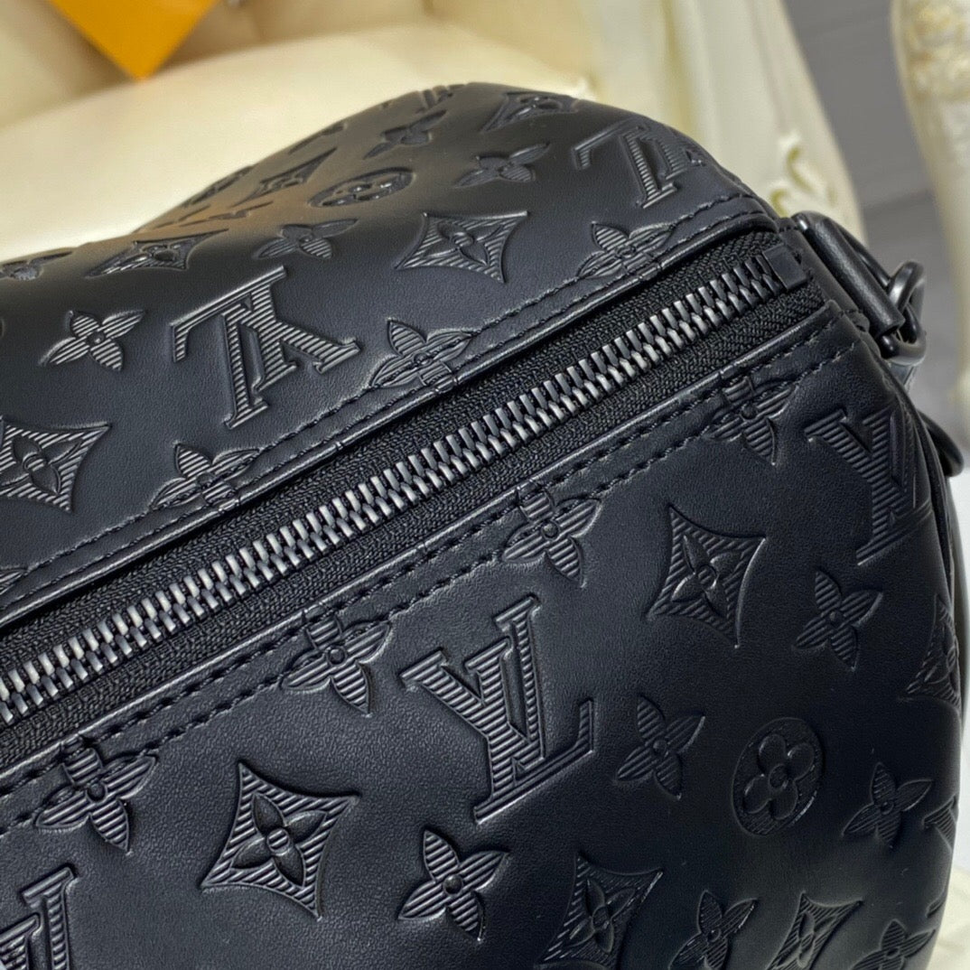 [TOP] Louis Vuitton LV Loui$ Vu!tt0n Keepall Travel Bag 50cm - Shadow Empreinte Black