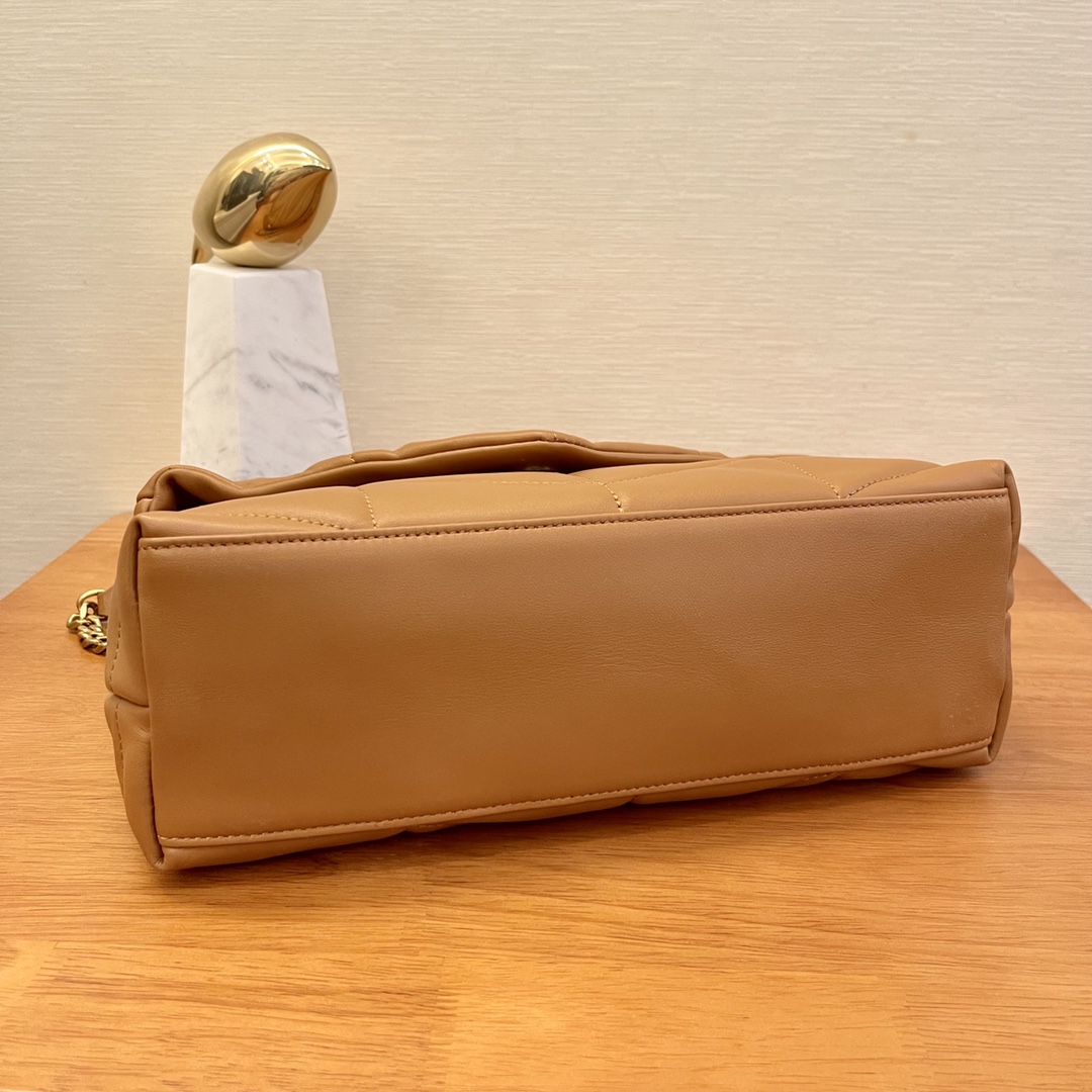 [TOP] Yves Saint Laurent YSL Loulou Puffer Shoulder Bag - Brown