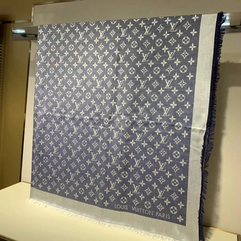 [TOP] Louis Vuitton LV L*V Monogram Shawl - Blue Denim