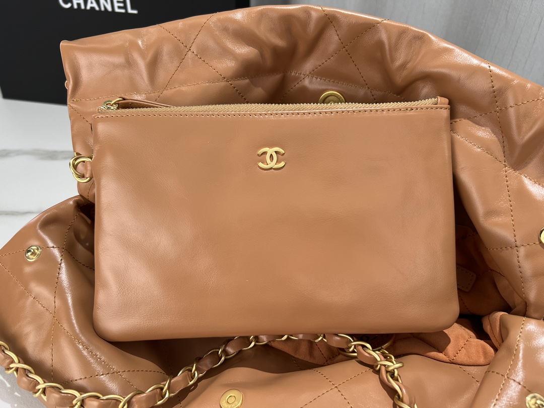 [TOP] CHANEL 22 Bag 35CM - GHW - Brown