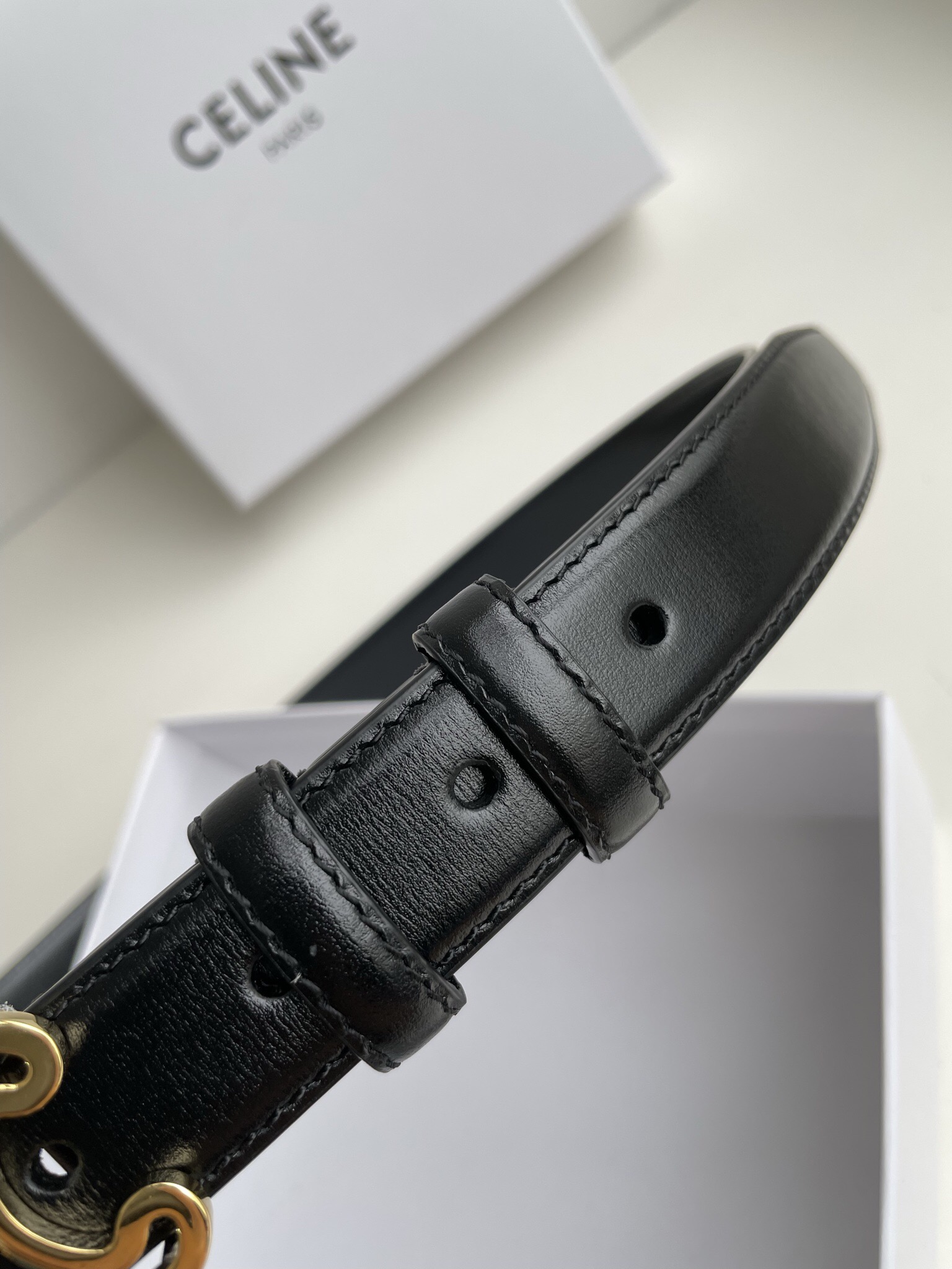 [TOP] CELINE Triomphe Belt - Black