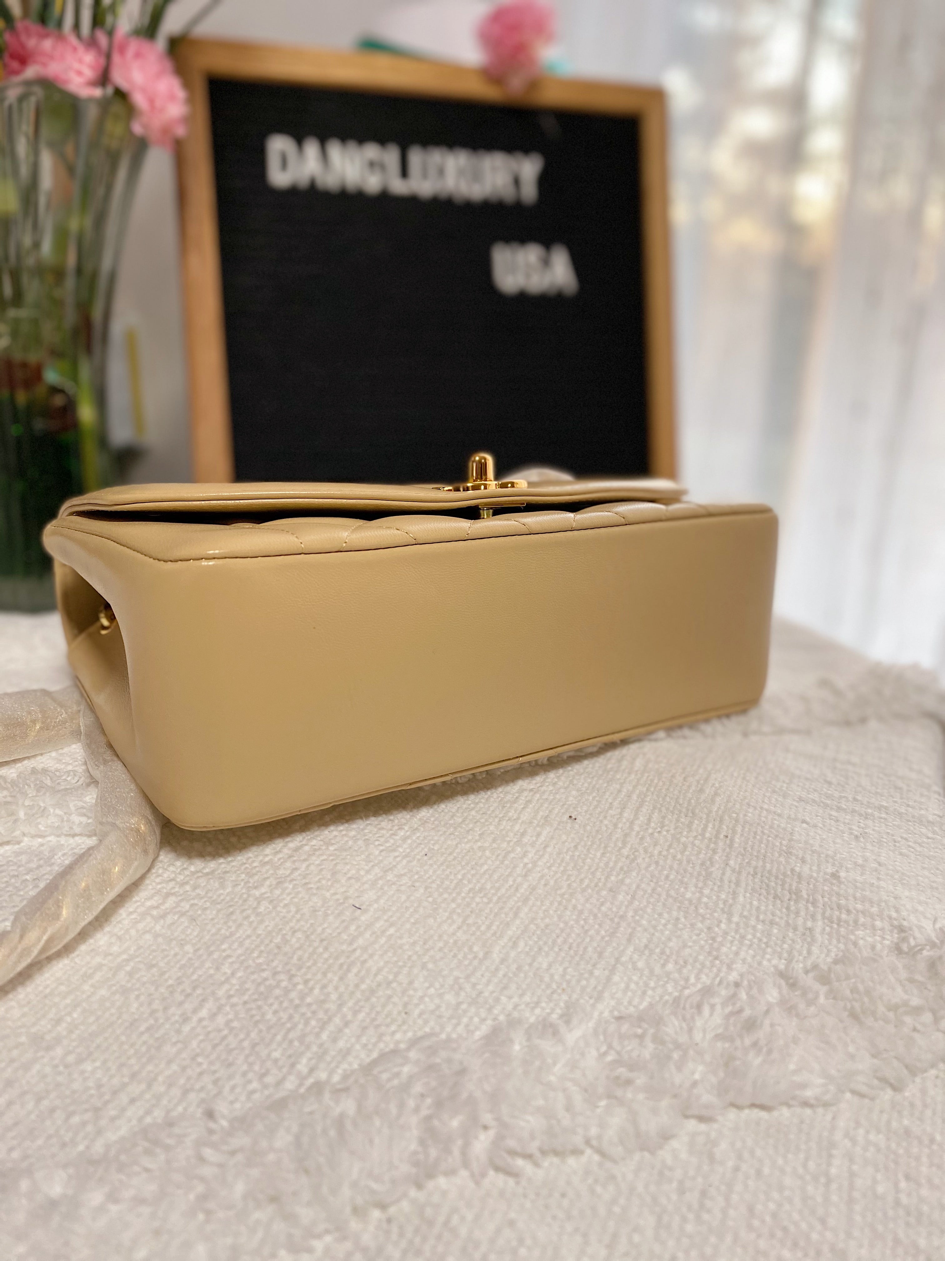 [TOP] CHANEL Diana Small Flap Bag - Beige & GHW