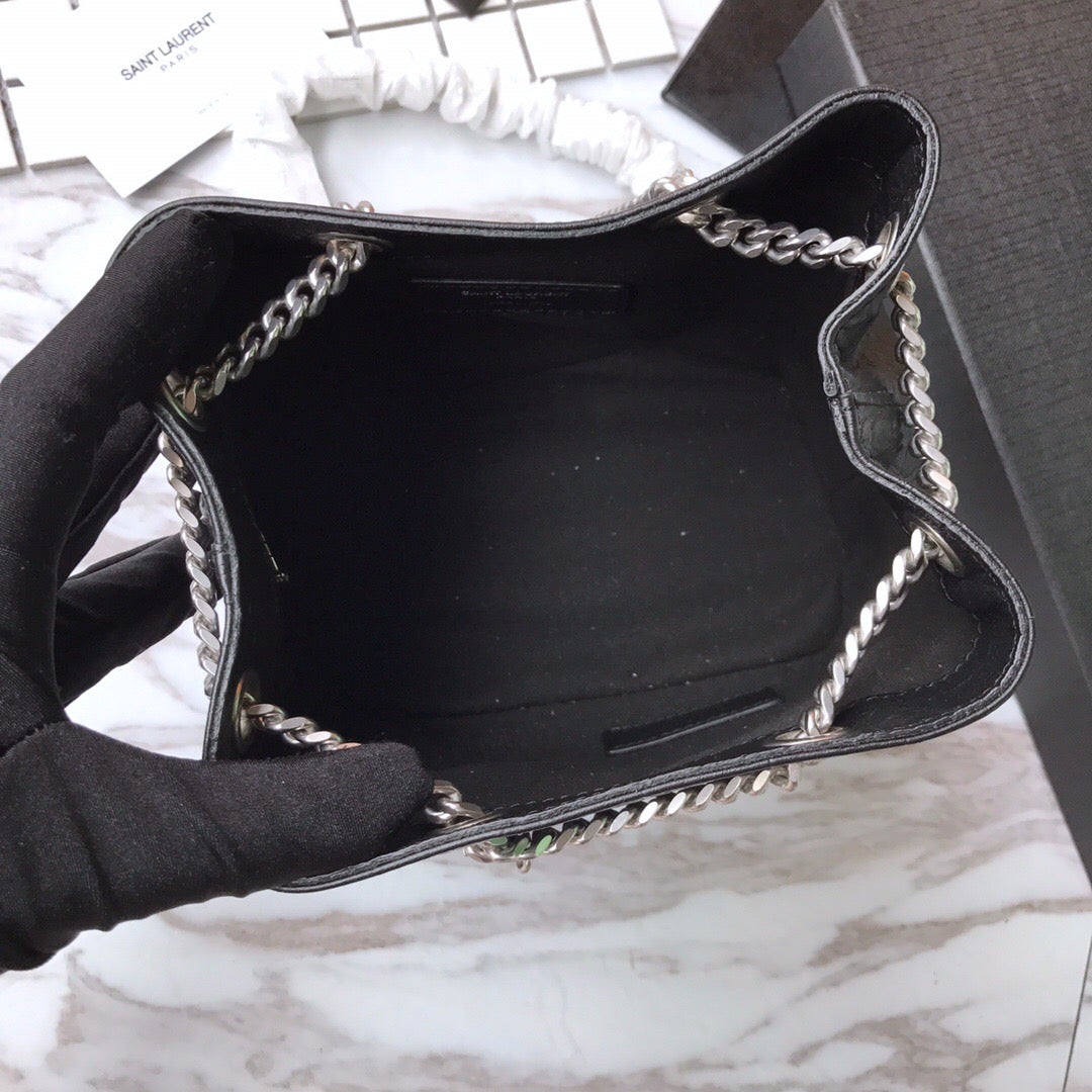 [TOP] Yves Saint Laurent YSL Croco Small Bucket Bag - Black