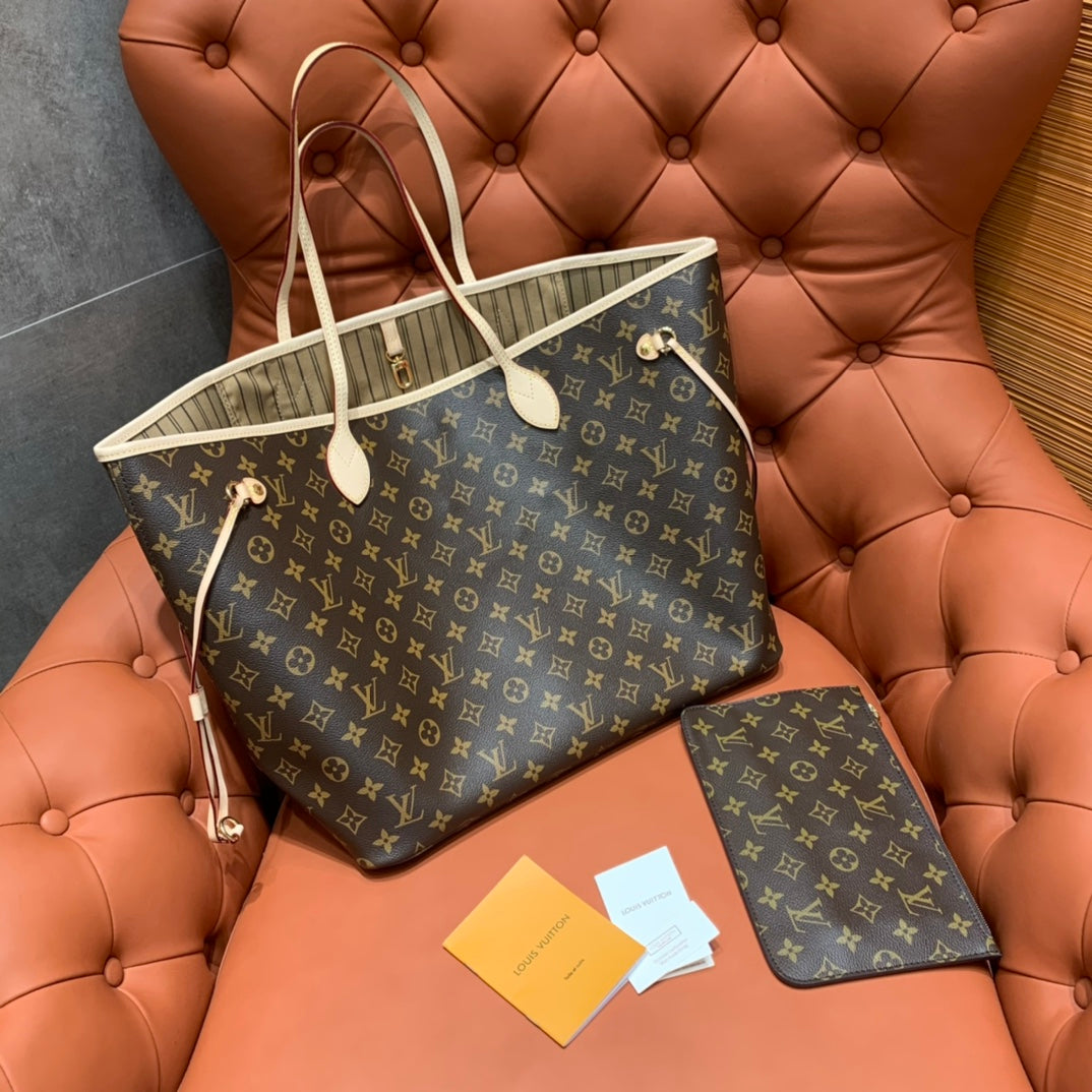 [TOP] Louis Vuitton LV  Neverfull GM Monogram Bag - Tan