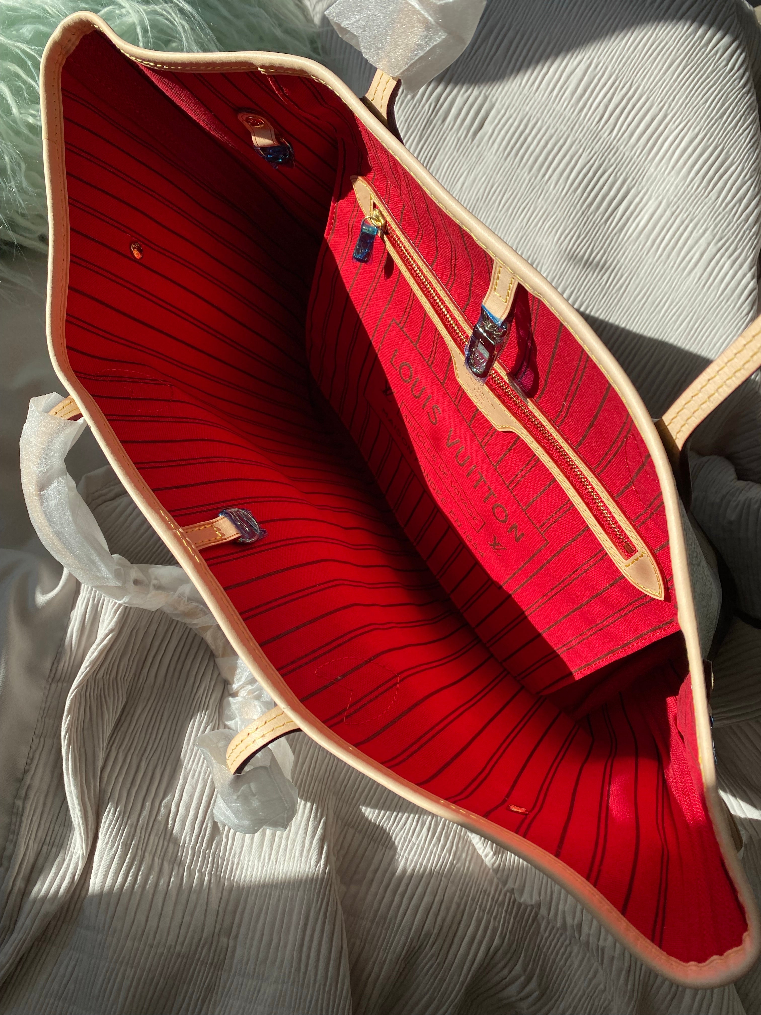 [TOP] Louis Vuitton LV  Neverfull MM Monogram Bag 32x17x28cm- RED